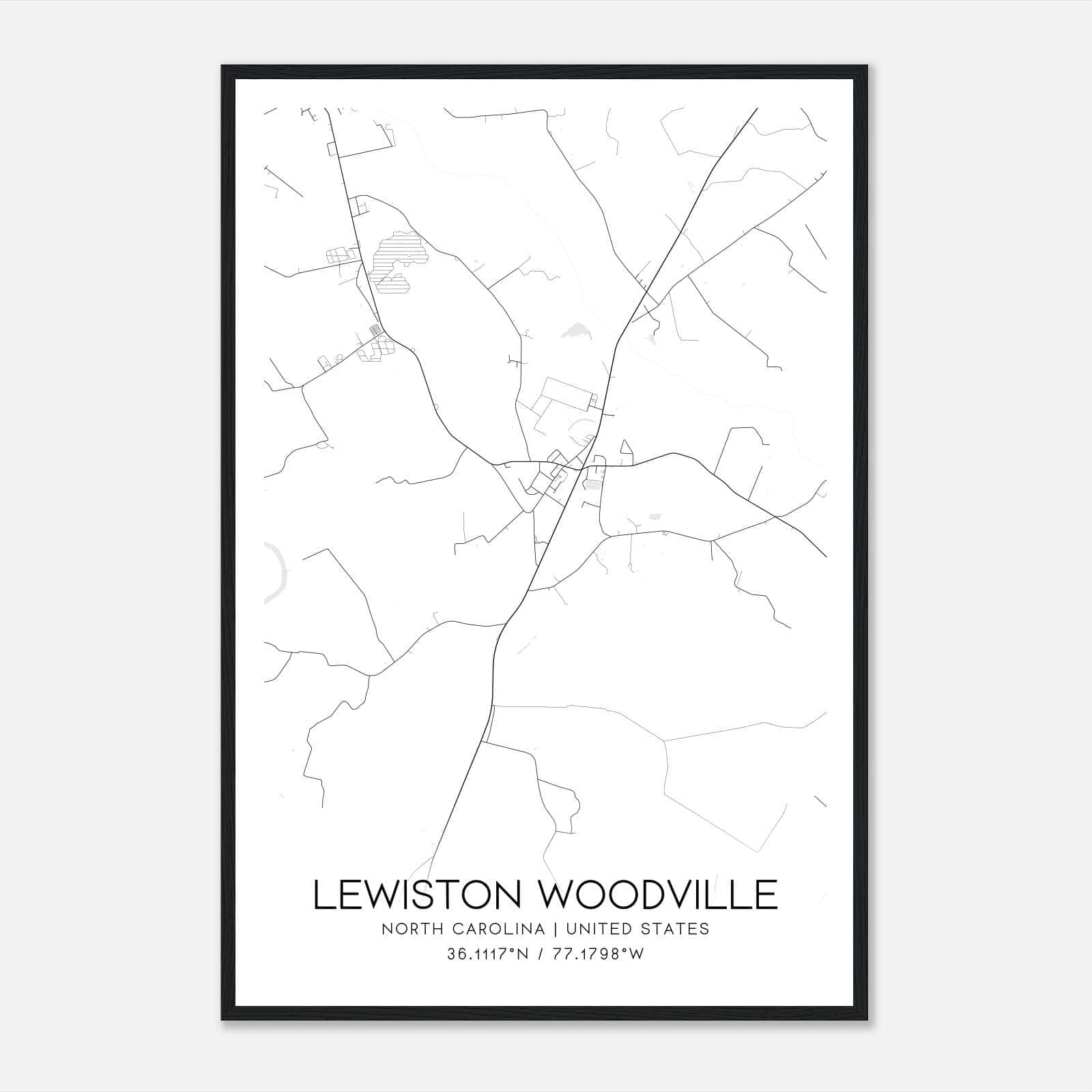 Lewiston Woodville North Carolina Map Poster, Modern Home Decor Wall Art Print Lewiston Woodville North Carolina Map Poster, Modern Home Decor Wall Art Print