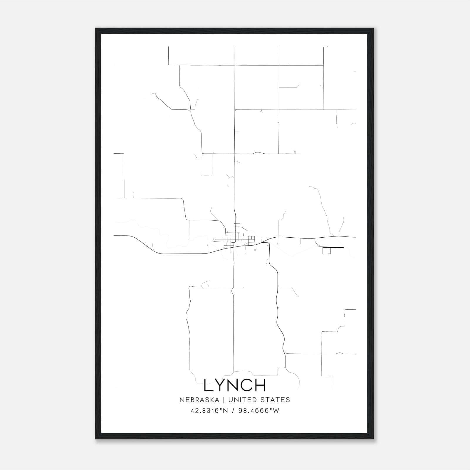 Lynch Nebraska Map Poster, Modern Home Decor Wall Art Print Lynch Nebraska Map Poster, Modern Home Decor Wall Art Print