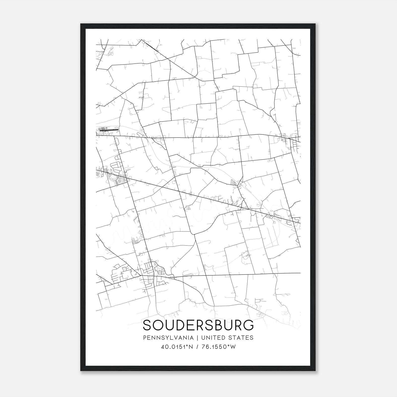 Soudersburg Pennsylvania Map Poster, Modern Home Decor Wall Art Print Soudersburg Pennsylvania Map Poster, Modern Home Decor Wall Art Print