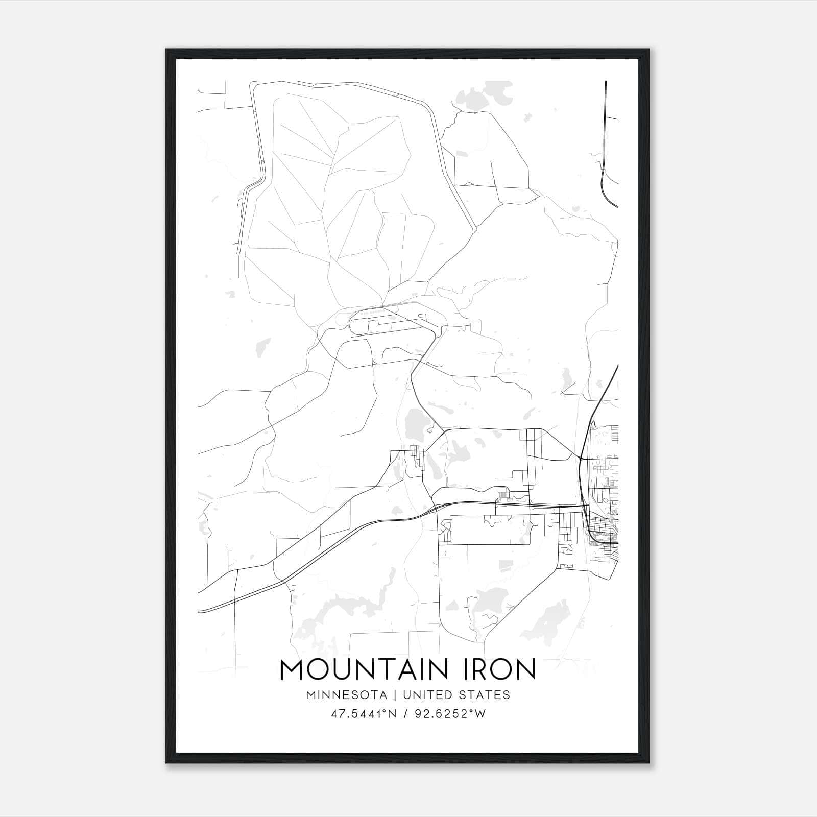 Mountain Iron Minnesota Map Poster, Modern Home Decor Wall Art Print Mountain Iron Minnesota Map Poster, Modern Home Decor Wall Art Print