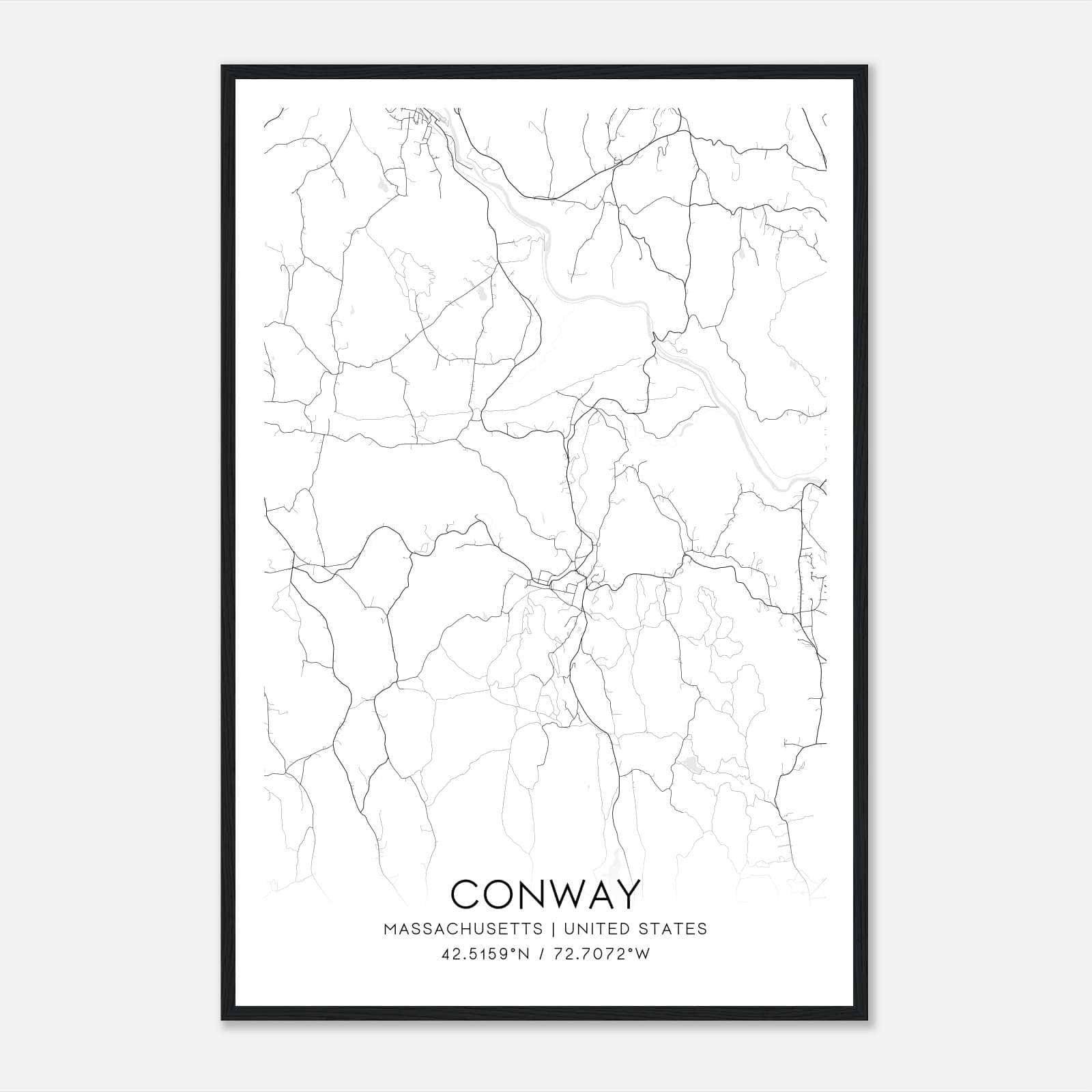 Conway Massachusetts Map Poster, Modern Home Decor Wall Art Print Conway Massachusetts Map Poster, Modern Home Decor Wall Art Print