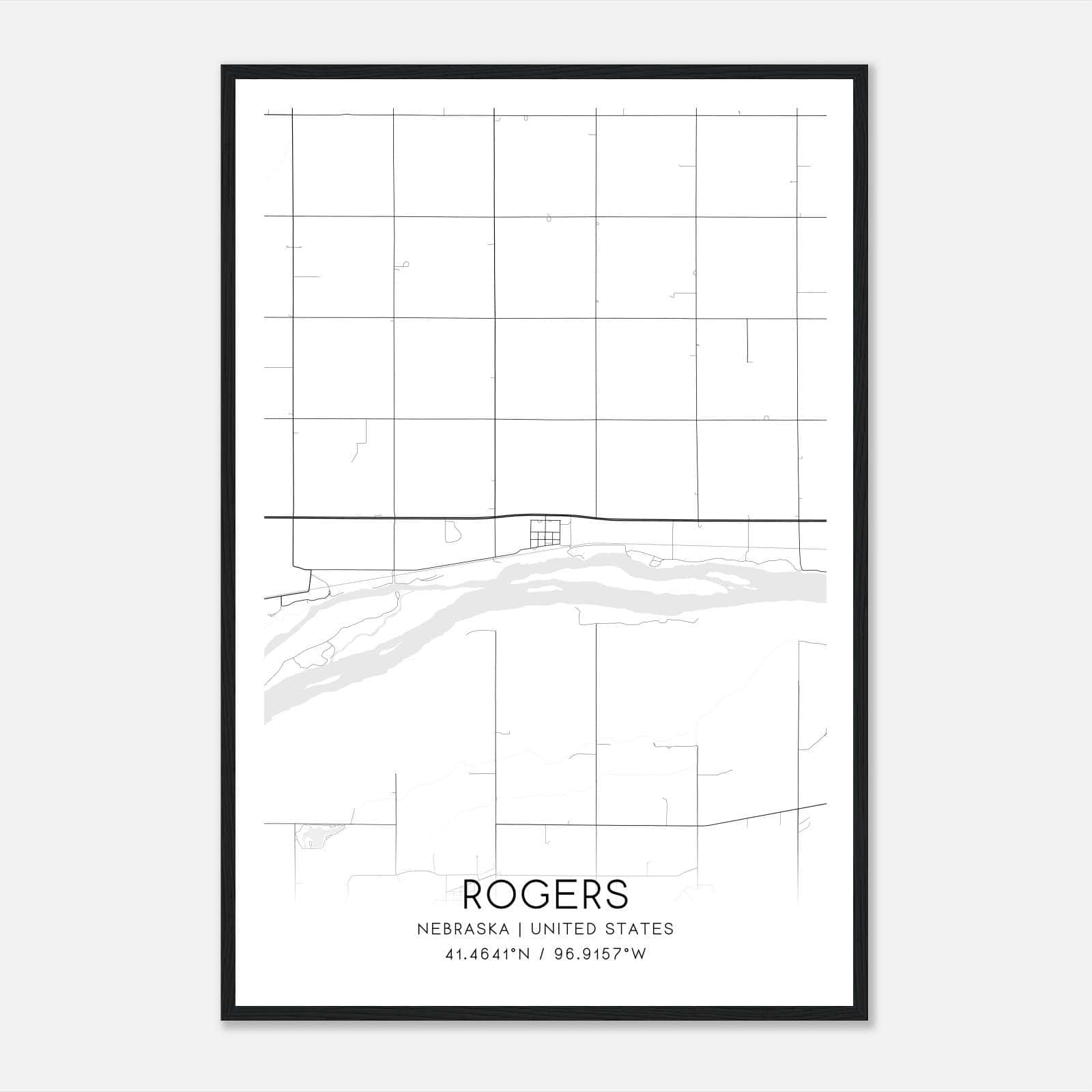 Rogers Nebraska Map Poster, Modern Home Decor Wall Art Print Rogers Nebraska Map Poster, Modern Home Decor Wall Art Print