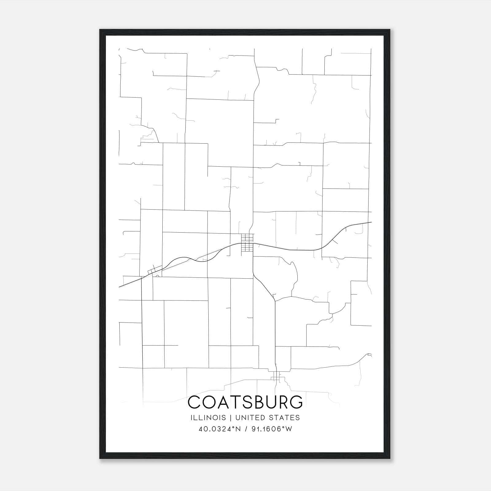Coatsburg Illinois Map Poster, Modern Home Decor Wall Art Print Coatsburg Illinois Map Poster, Modern Home Decor Wall Art Print