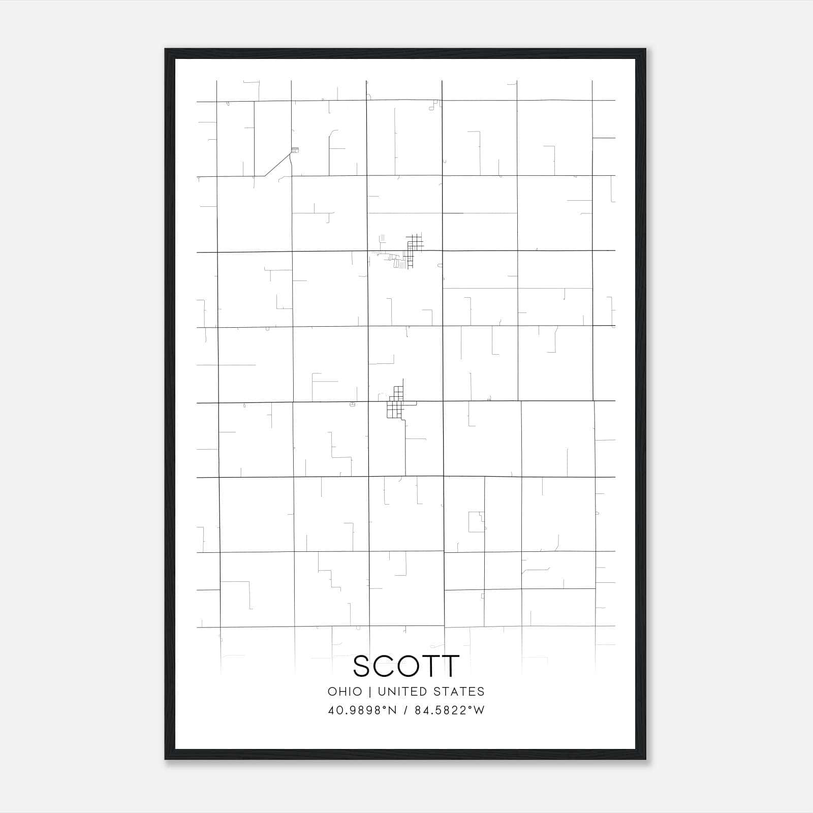 Scott Ohio Map Poster, Modern Home Decor Wall Art Print Scott Ohio Map Poster, Modern Home Decor Wall Art Print