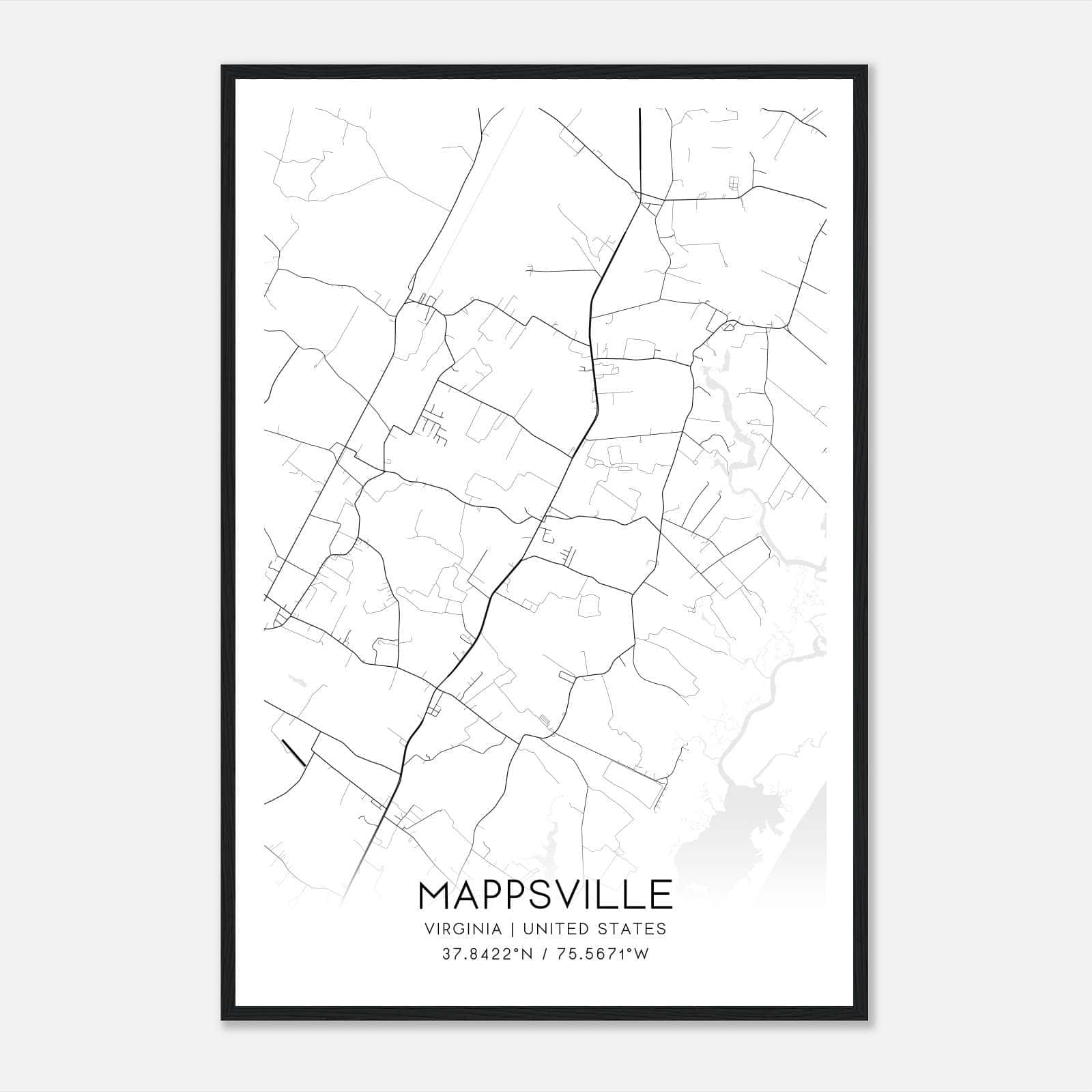 Mappsville Virginia Map Poster, Modern Home Decor Wall Art Print Mappsville Virginia Map Poster, Modern Home Decor Wall Art Print