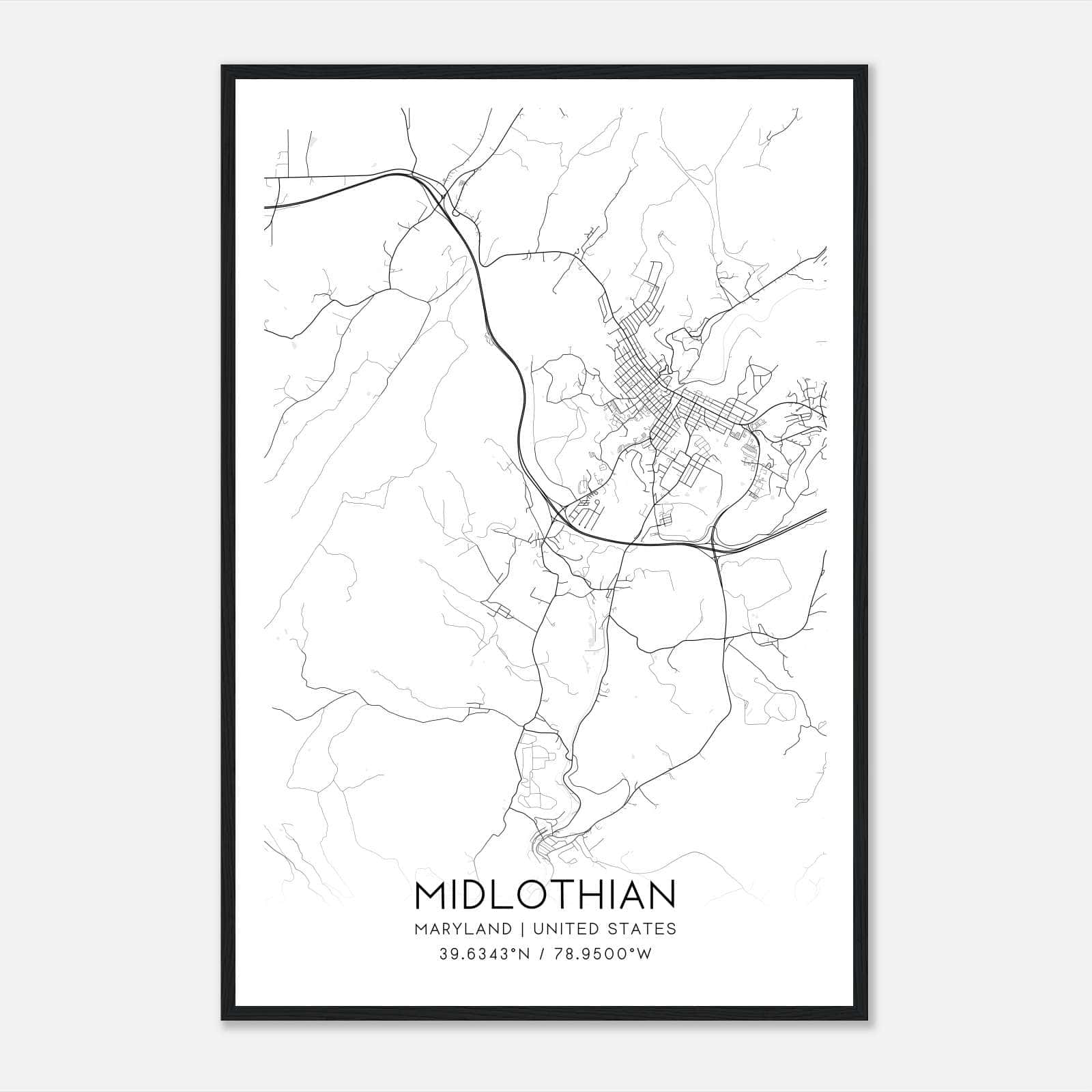 Midlothian Maryland Map Poster, Modern Home Decor Wall Art Print Midlothian Maryland Map Poster, Modern Home Decor Wall Art Print