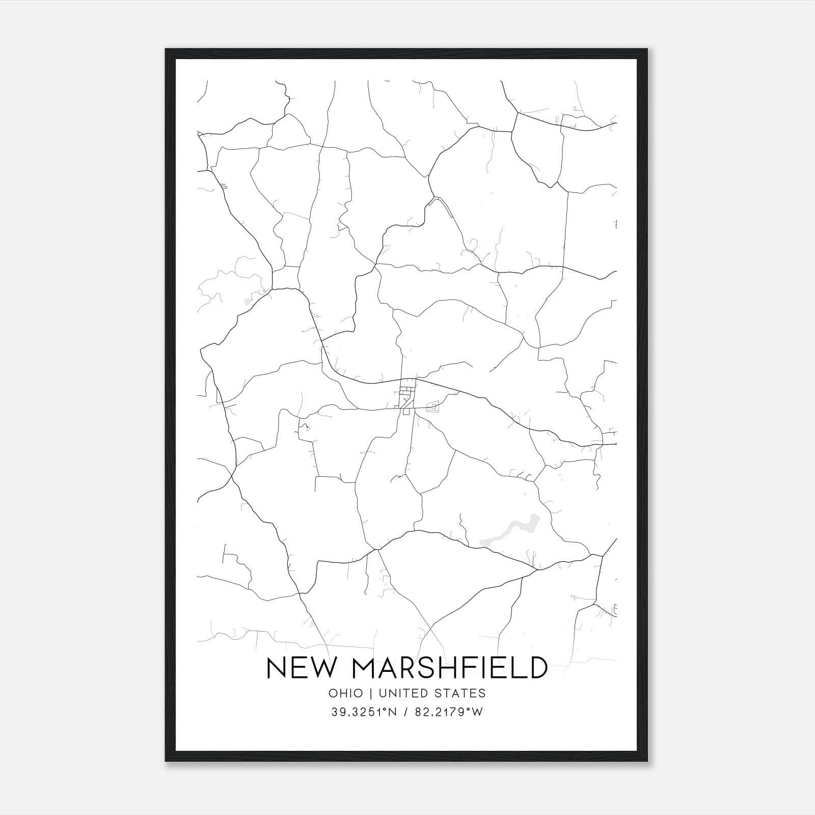 New Marshfield Ohio Map Poster, Modern Home Decor Wall Art Print New Marshfield Ohio Map Poster, Modern Home Decor Wall Art Print