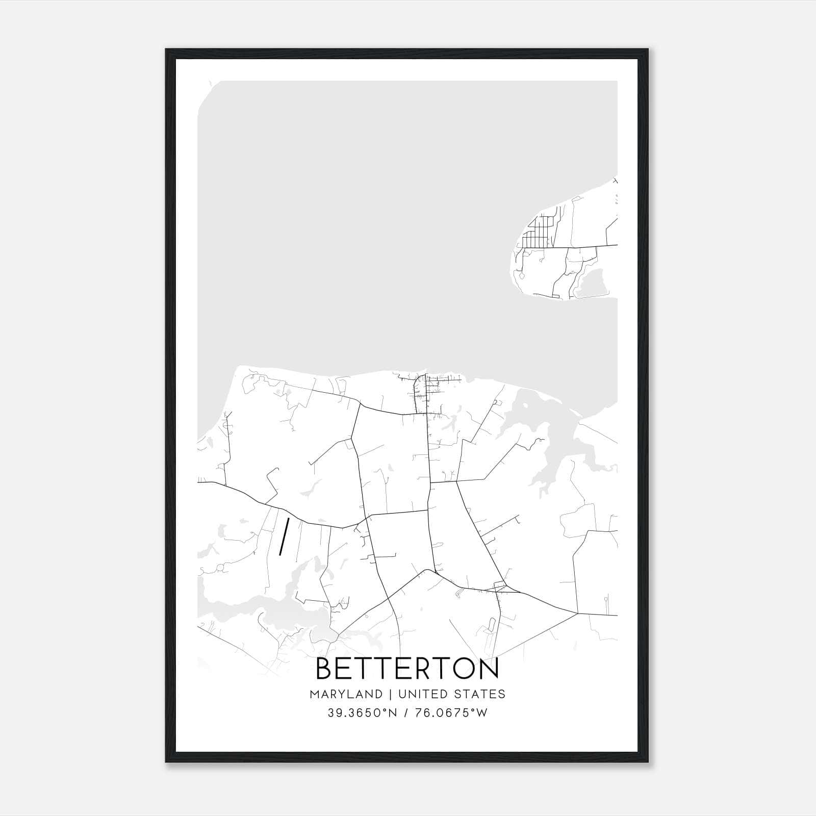 Betterton Maryland Map Poster, Modern Home Decor Wall Art Print Betterton Maryland Map Poster, Modern Home Decor Wall Art Print