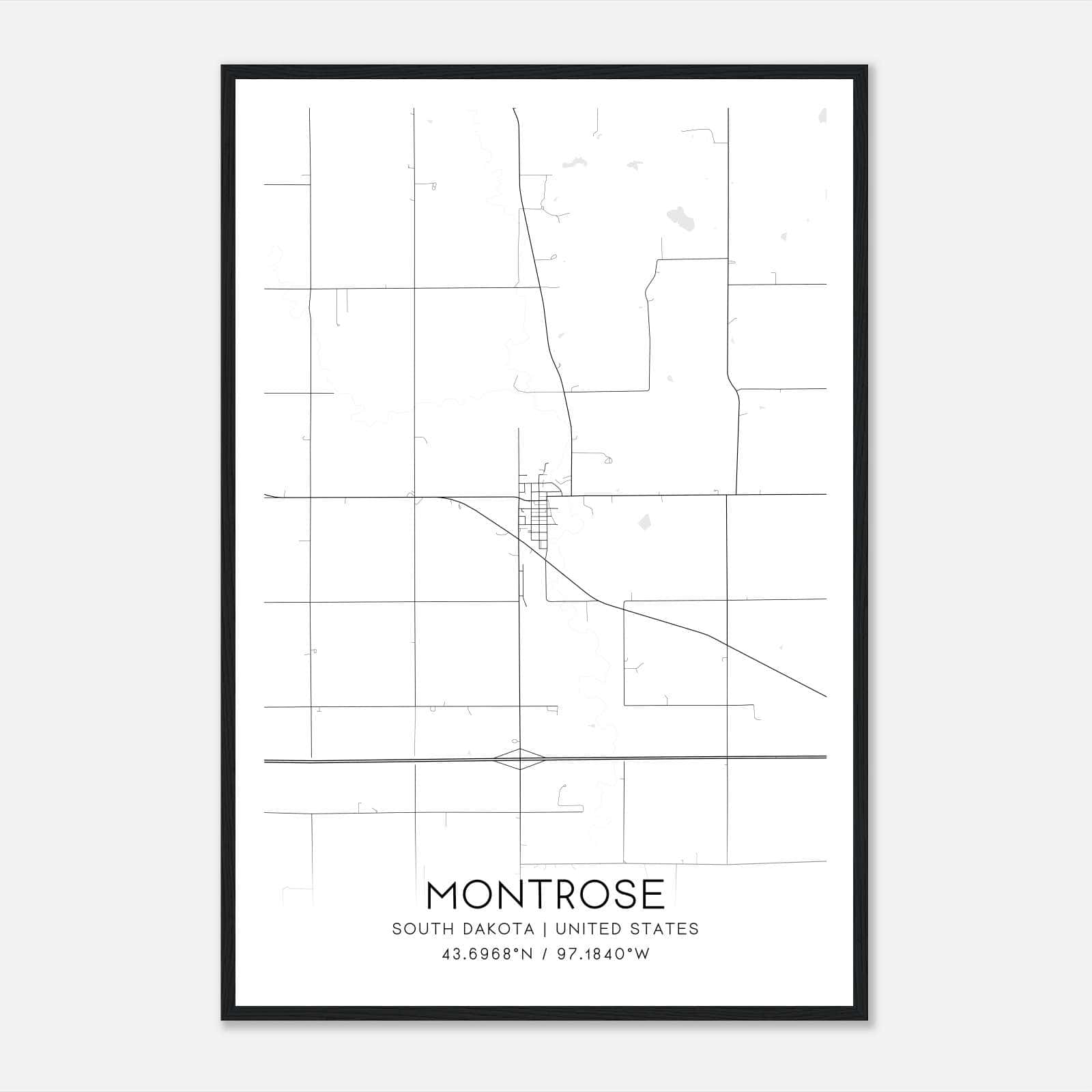 Montrose South Dakota Map Poster, Modern Home Decor Wall Art Print Montrose South Dakota Map Poster, Modern Home Decor Wall Art Print
