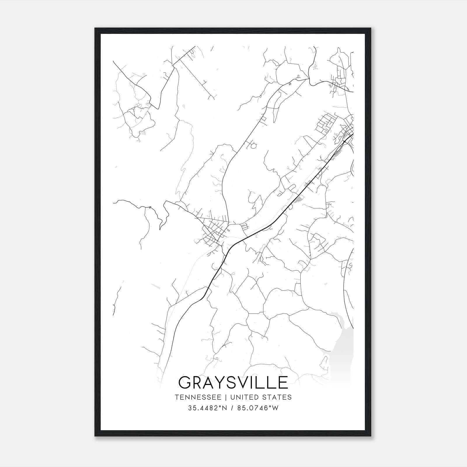 Graysville Tennessee Map Poster, Modern Home Decor Wall Art Print Graysville Tennessee Map Poster, Modern Home Decor Wall Art Print