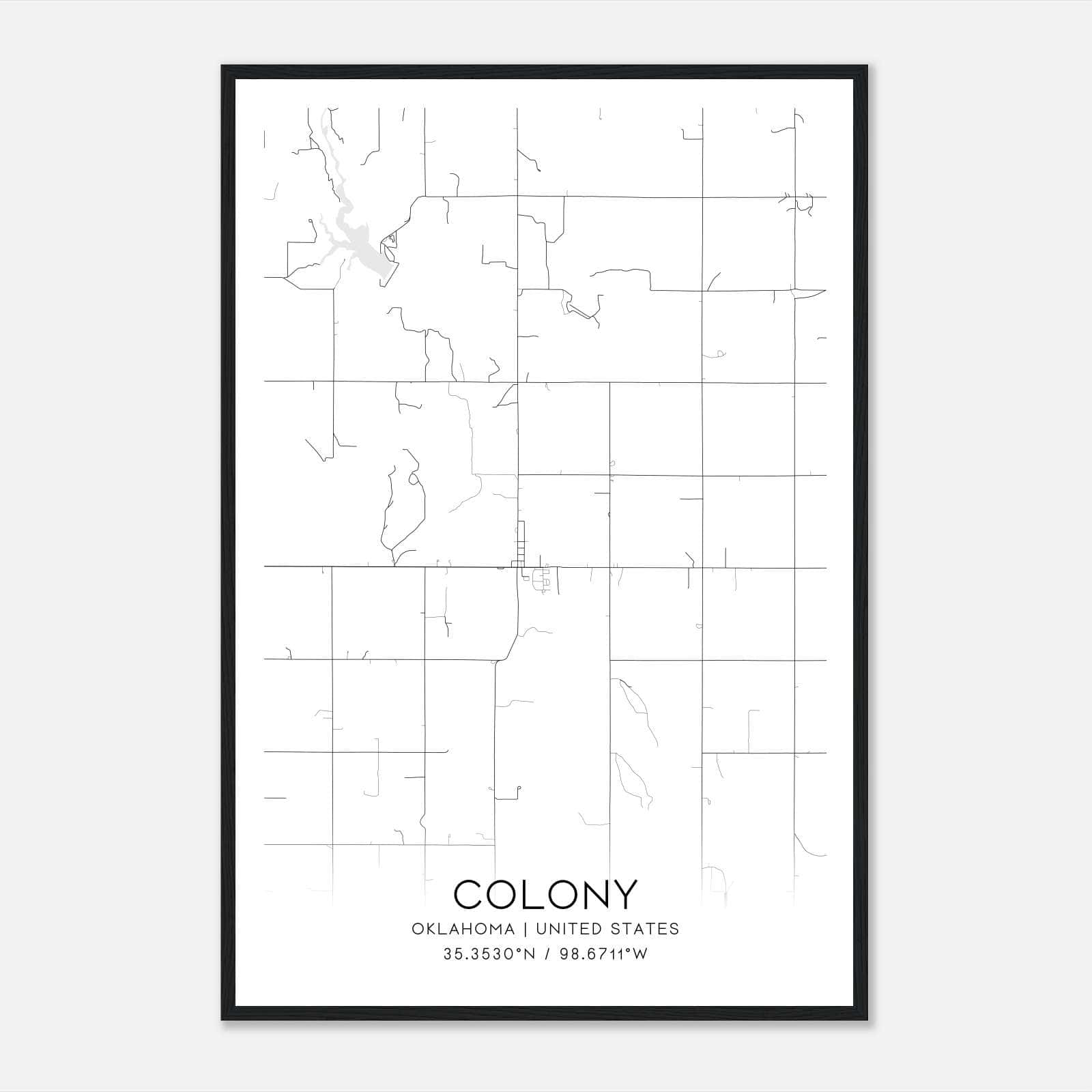 Colony Oklahoma Map Poster, Modern Home Decor Wall Art Print Colony Oklahoma Map Poster, Modern Home Decor Wall Art Print