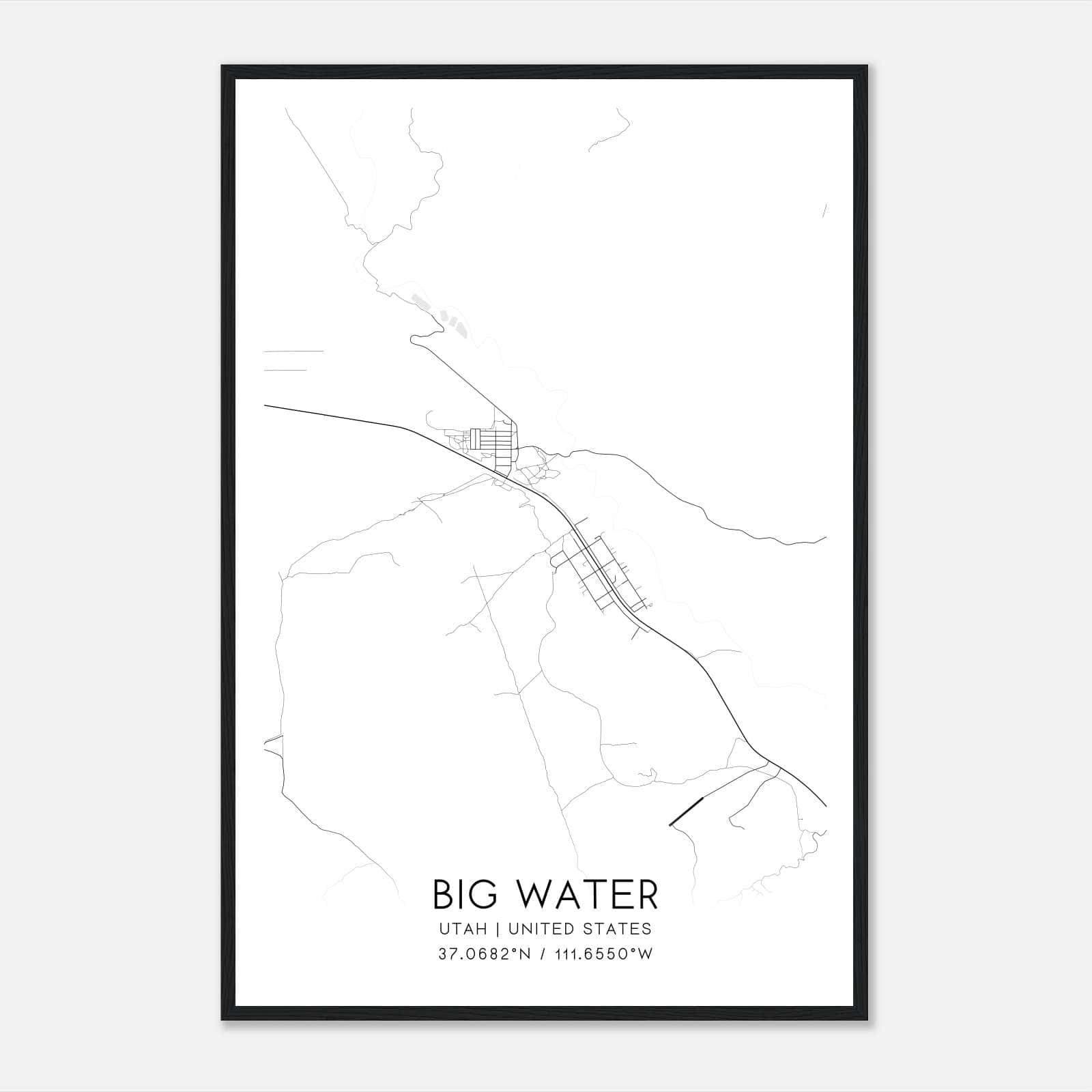 Big Water Utah Map Poster, Modern Home Decor Wall Art Print Big Water Utah Map Poster, Modern Home Decor Wall Art Print