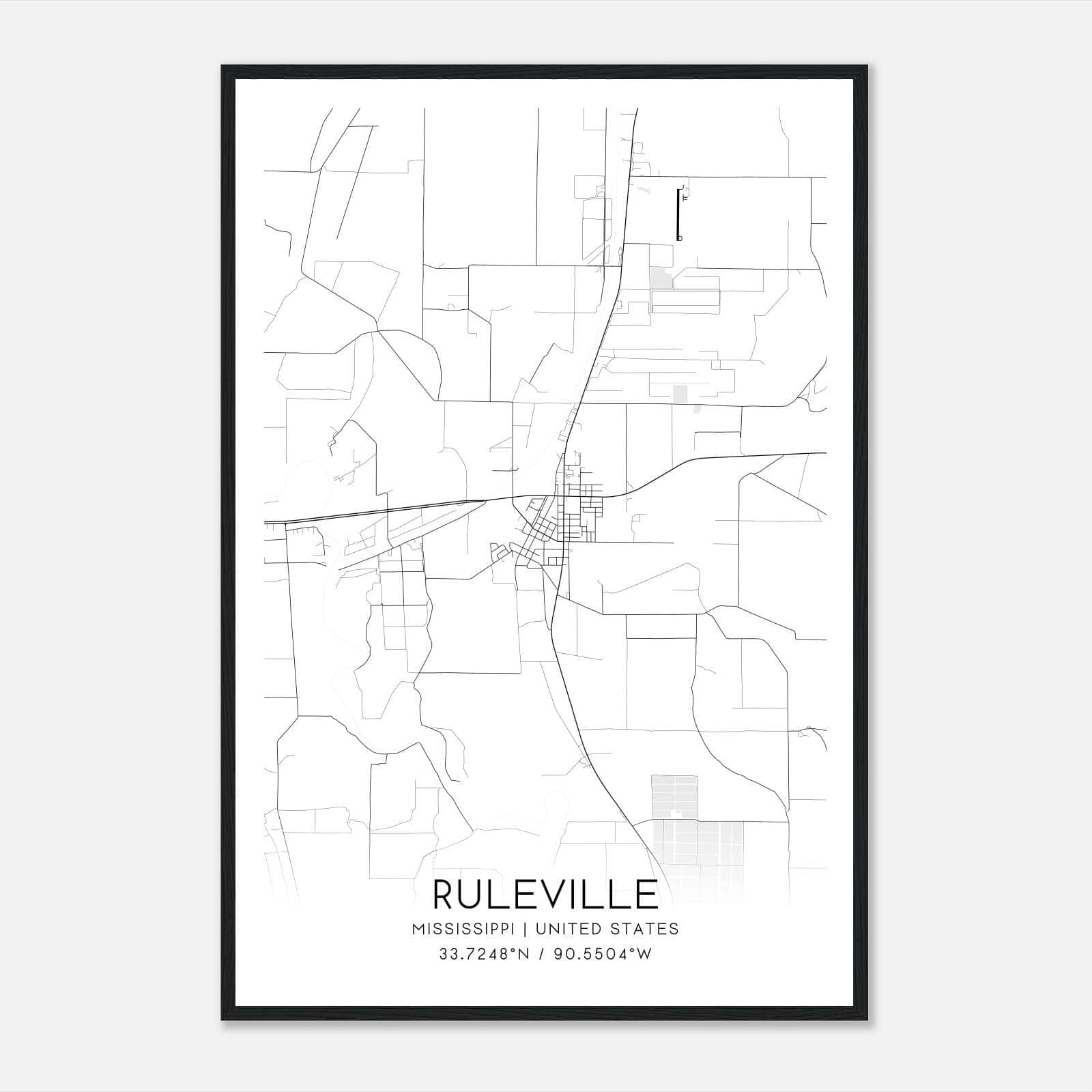 Ruleville Mississippi Map Poster, Modern Home Decor Wall Art Print Ruleville Mississippi Map Poster, Modern Home Decor Wall Art Print