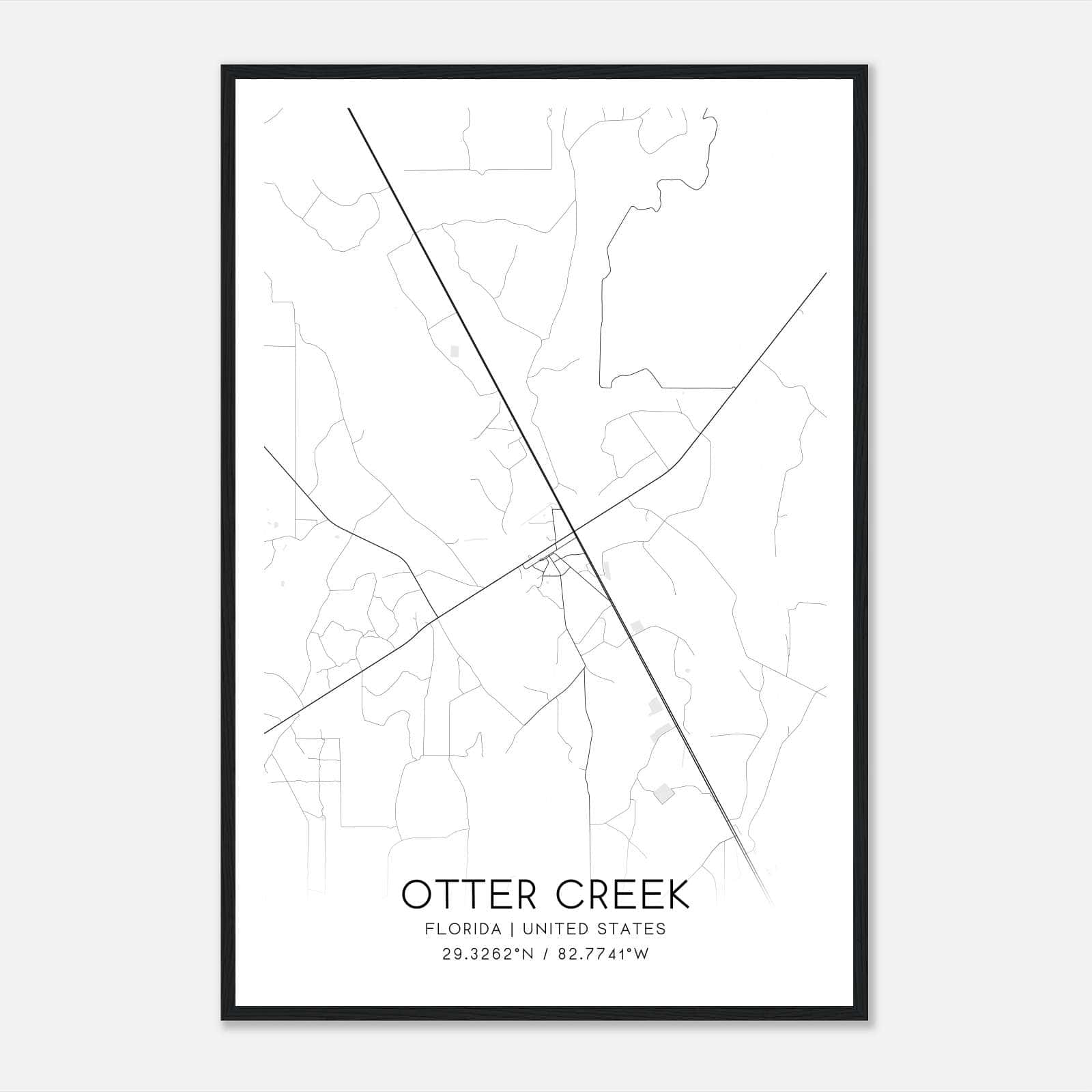 Otter Creek Florida Map Poster, Modern Home Decor Wall Art Print Otter Creek Florida Map Poster, Modern Home Decor Wall Art Print