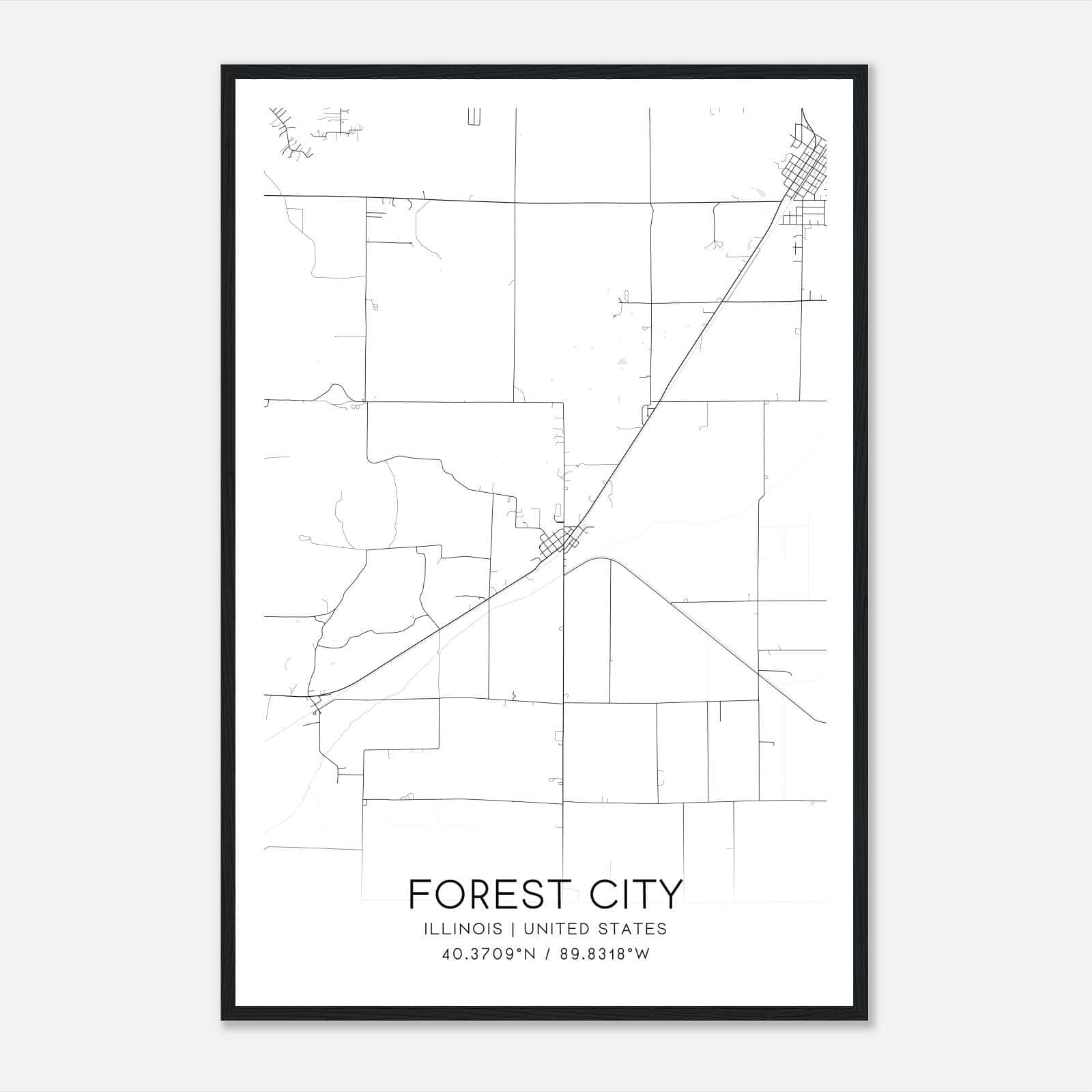 Forest City Illinois Map Poster, Modern Home Decor Wall Art Print Forest City Illinois Map Poster, Modern Home Decor Wall Art Print