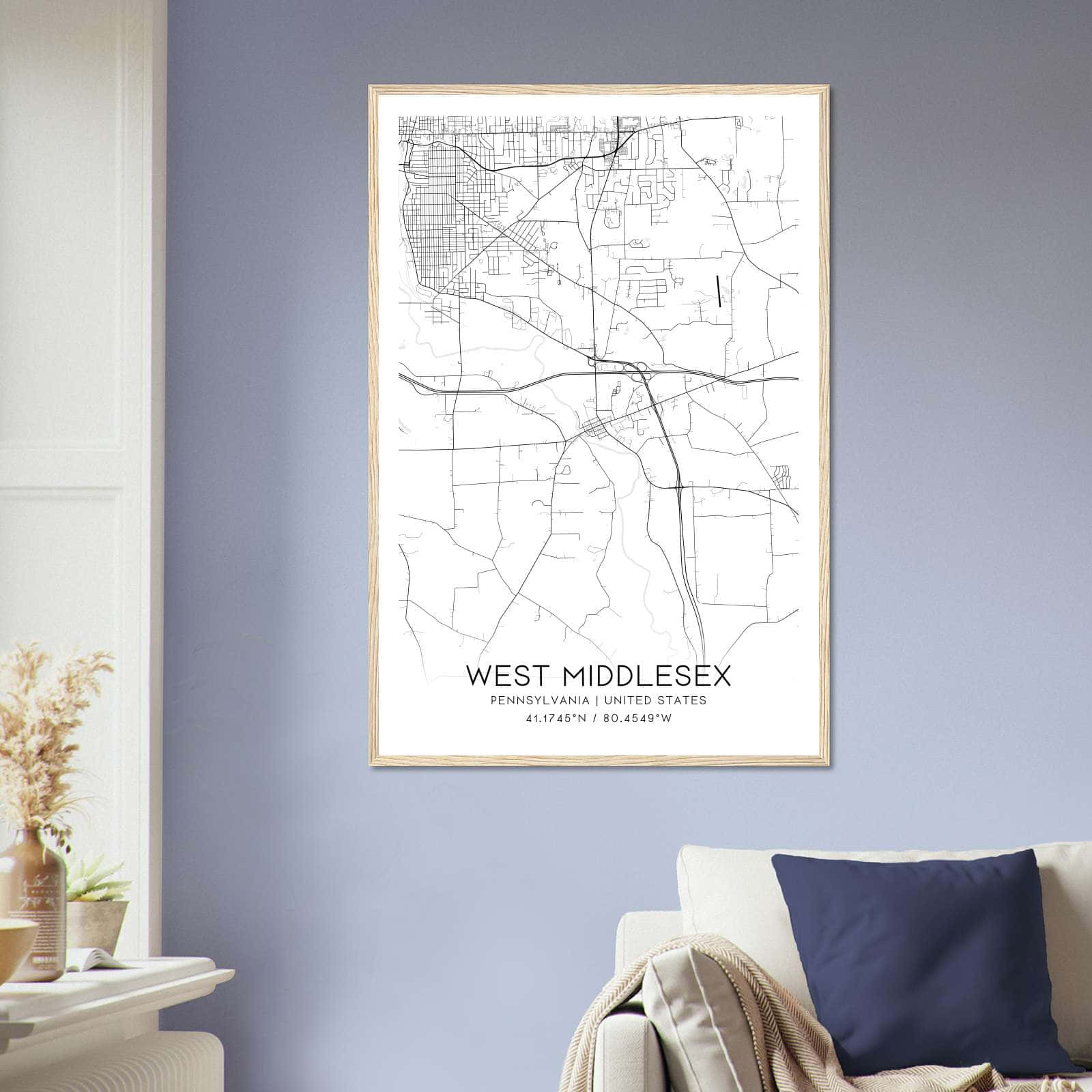 Deerfield Kansas Map Poster, Modern Home Decor Wall Art Print (Copy)