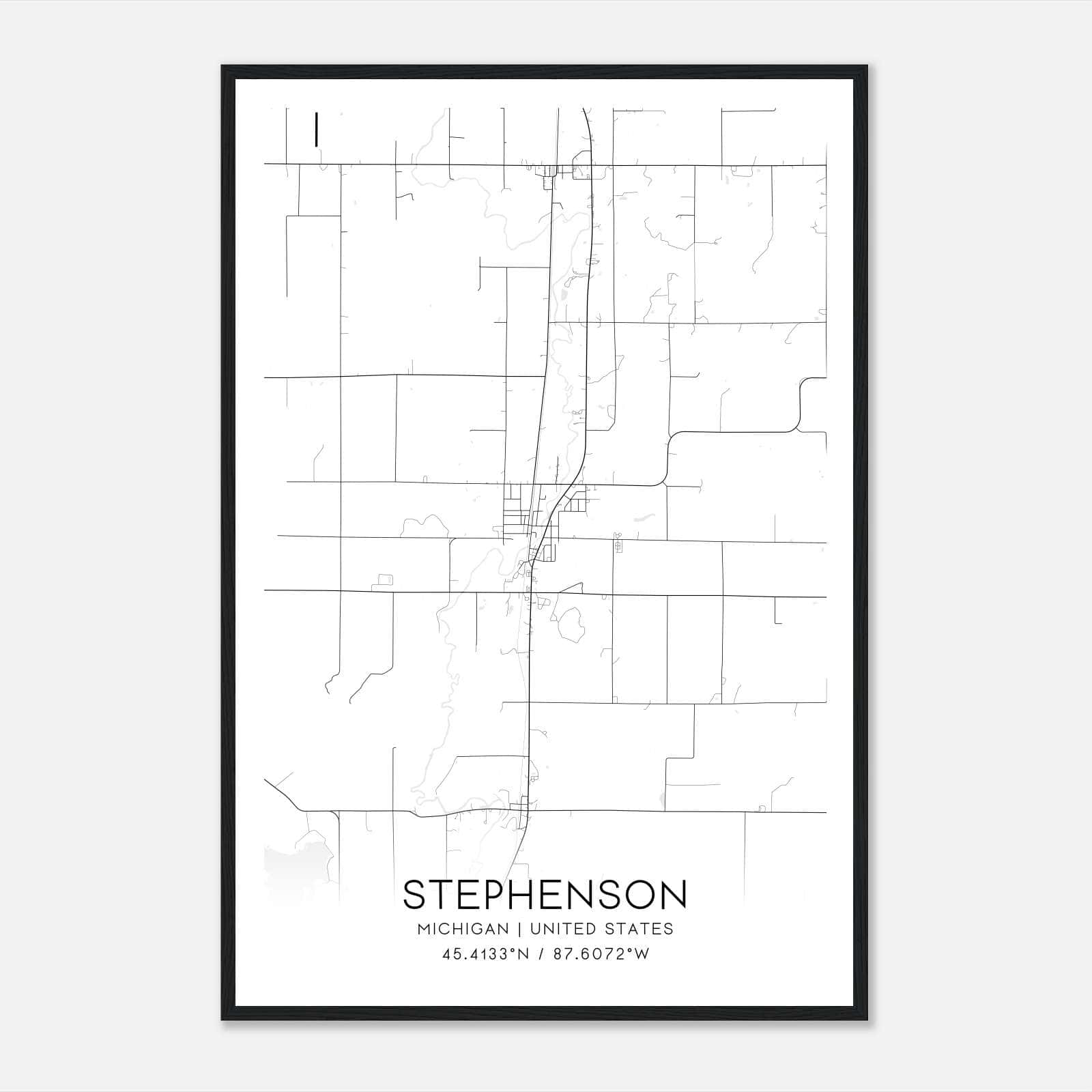 Stephenson Michigan Map Poster, Modern Home Decor Wall Art Print Stephenson Michigan Map Poster, Modern Home Decor Wall Art Print