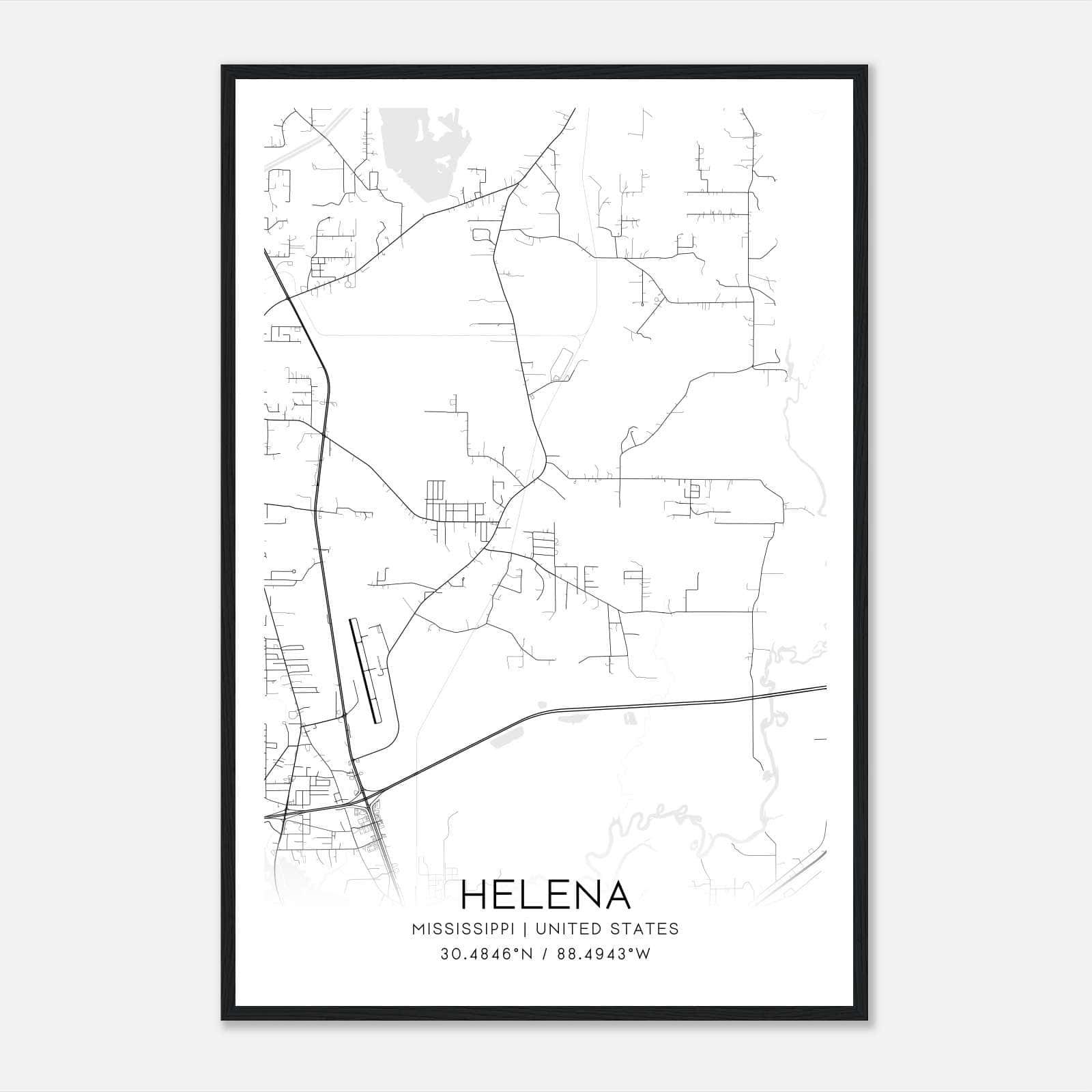 Helena Mississippi Map Poster, Modern Home Decor Wall Art Print Helena Mississippi Map Poster, Modern Home Decor Wall Art Print