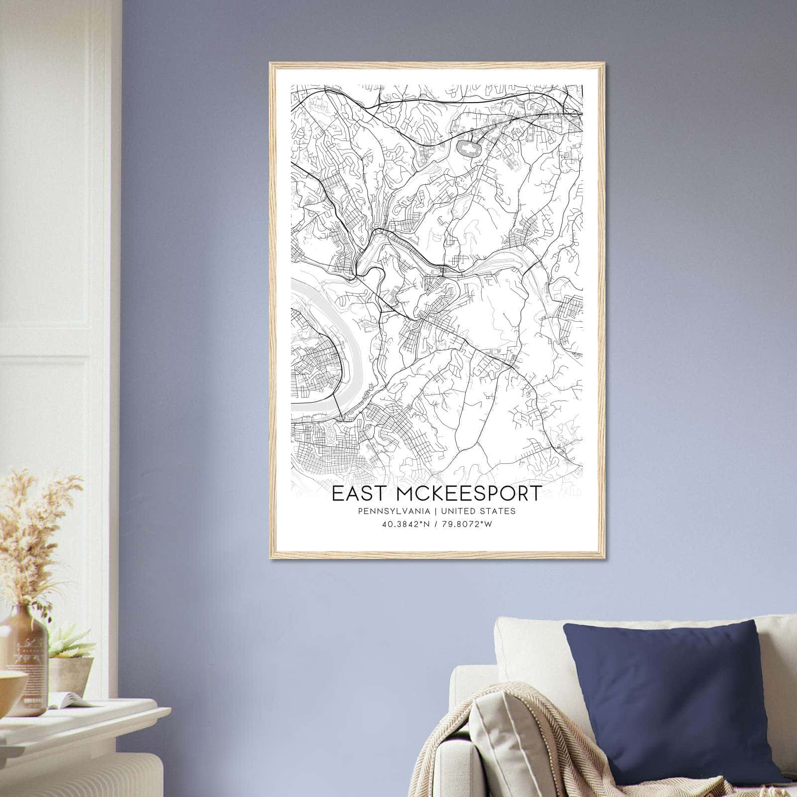 Deerfield Kansas Map Poster, Modern Home Decor Wall Art Print (Copy)