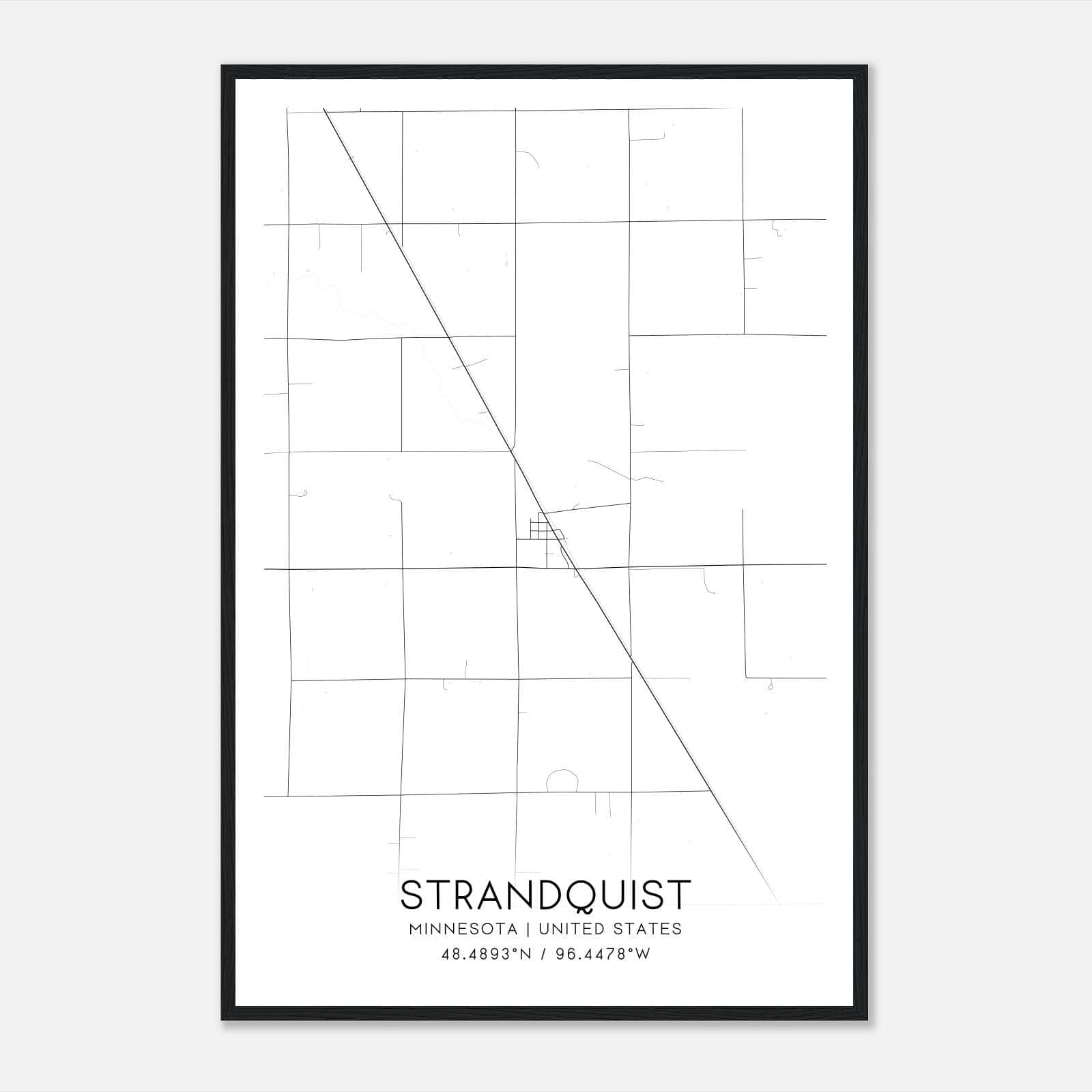 Strandquist Minnesota Map Poster, Modern Home Decor Wall Art Print Strandquist Minnesota Map Poster, Modern Home Decor Wall Art Print