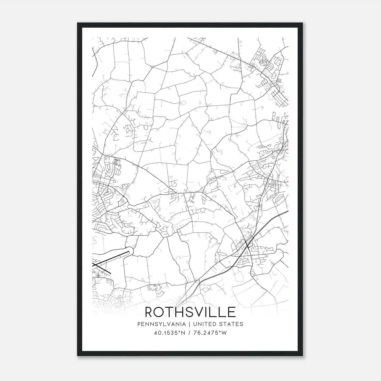 Rothsville Pennsylvania Map Poster, Modern Home Decor Wall Art Print Rothsville Pennsylvania Map Poster, Modern Home Decor Wall Art Print