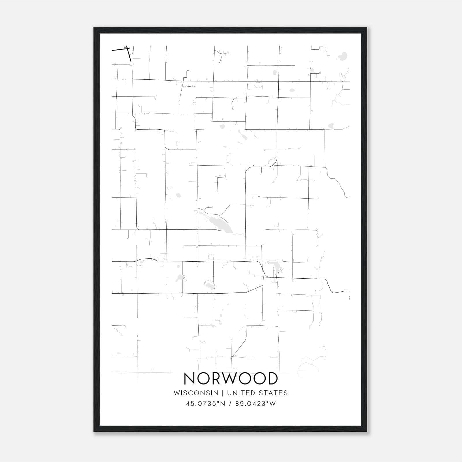 Norwood Wisconsin Map Poster, Modern Home Decor Wall Art Print Norwood Wisconsin Map Poster, Modern Home Decor Wall Art Print