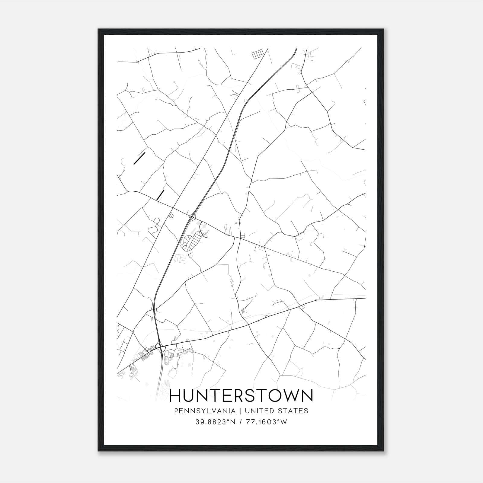 Hunterstown Pennsylvania Map Poster, Modern Home Decor Wall Art Print Hunterstown Pennsylvania Map Poster, Modern Home Decor Wall Art Print