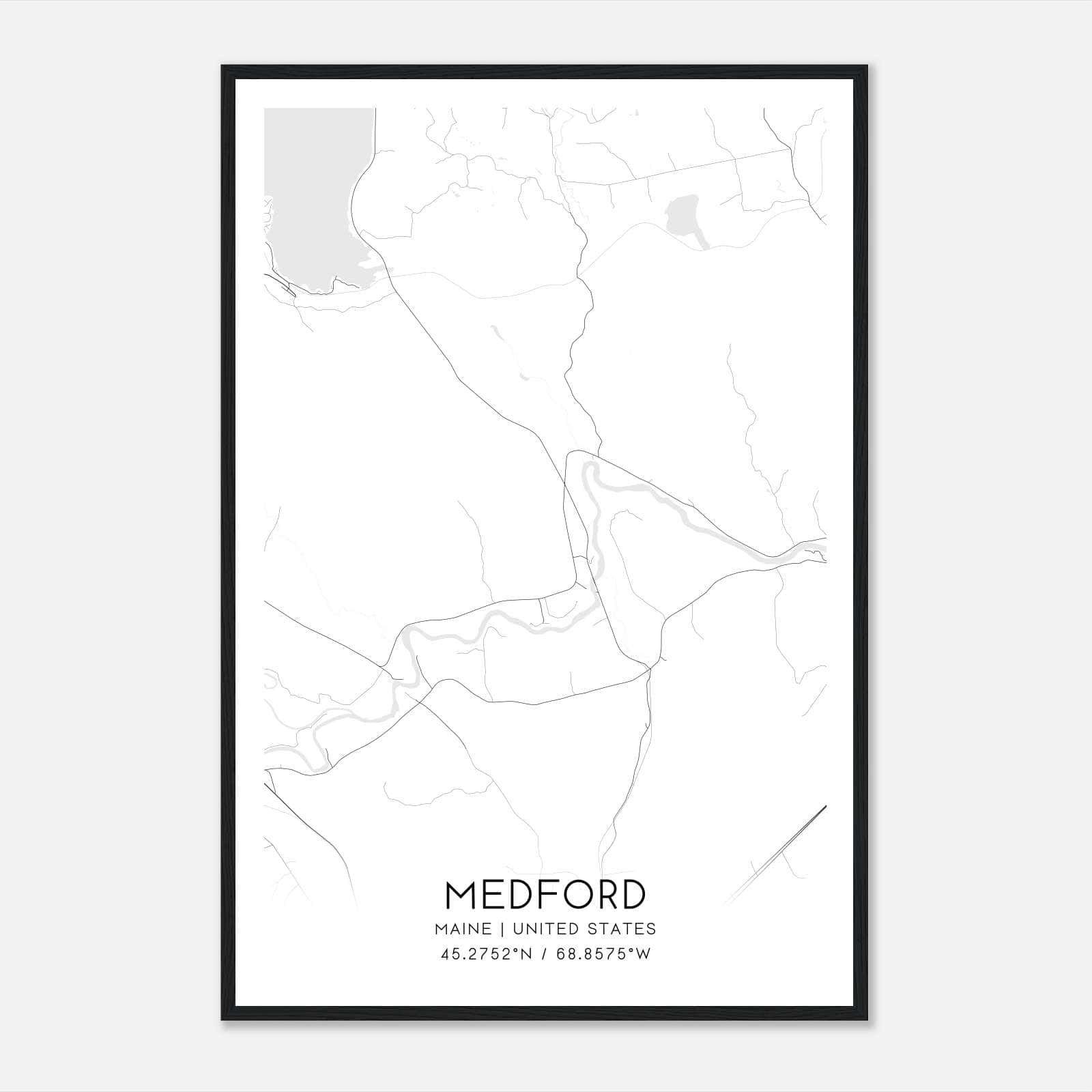 Medford Maine Map Poster, Modern Home Decor Wall Art Print Medford Maine Map Poster, Modern Home Decor Wall Art Print