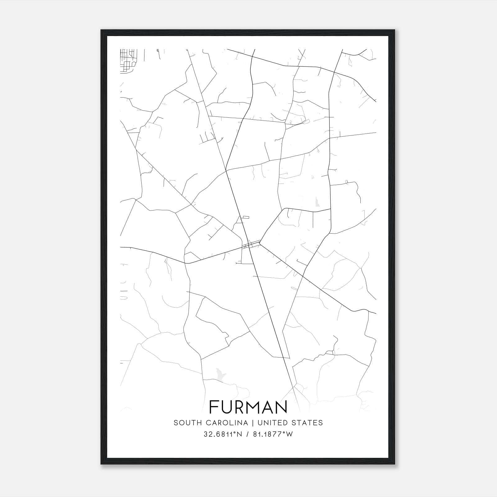 Furman South Carolina Map Poster, Modern Home Decor Wall Art Print Furman South Carolina Map Poster, Modern Home Decor Wall Art Print