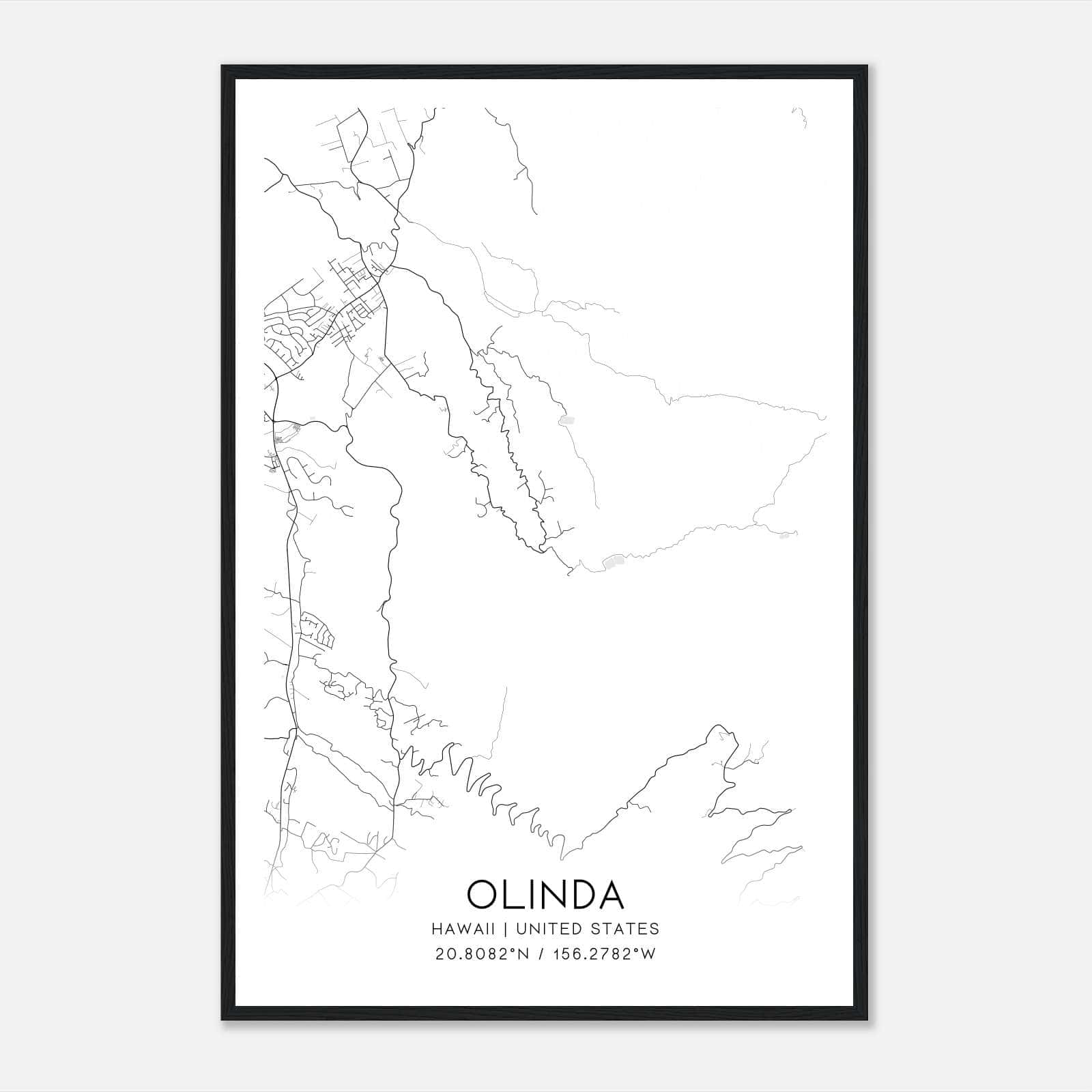 Olinda Hawaii Map Poster, Modern Home Decor Wall Art Print Olinda Hawaii Map Poster, Modern Home Decor Wall Art Print
