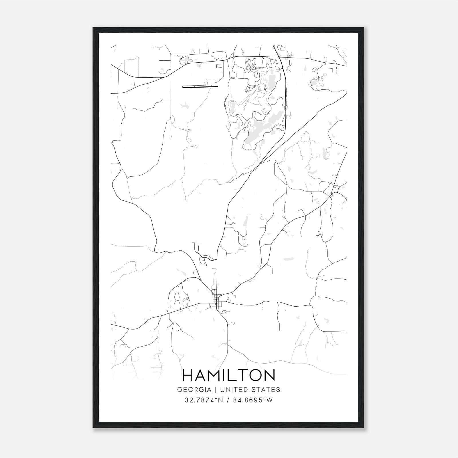Hamilton Georgia Map Poster, Modern Home Decor Wall Art Print Hamilton Georgia Map Poster, Modern Home Decor Wall Art Print