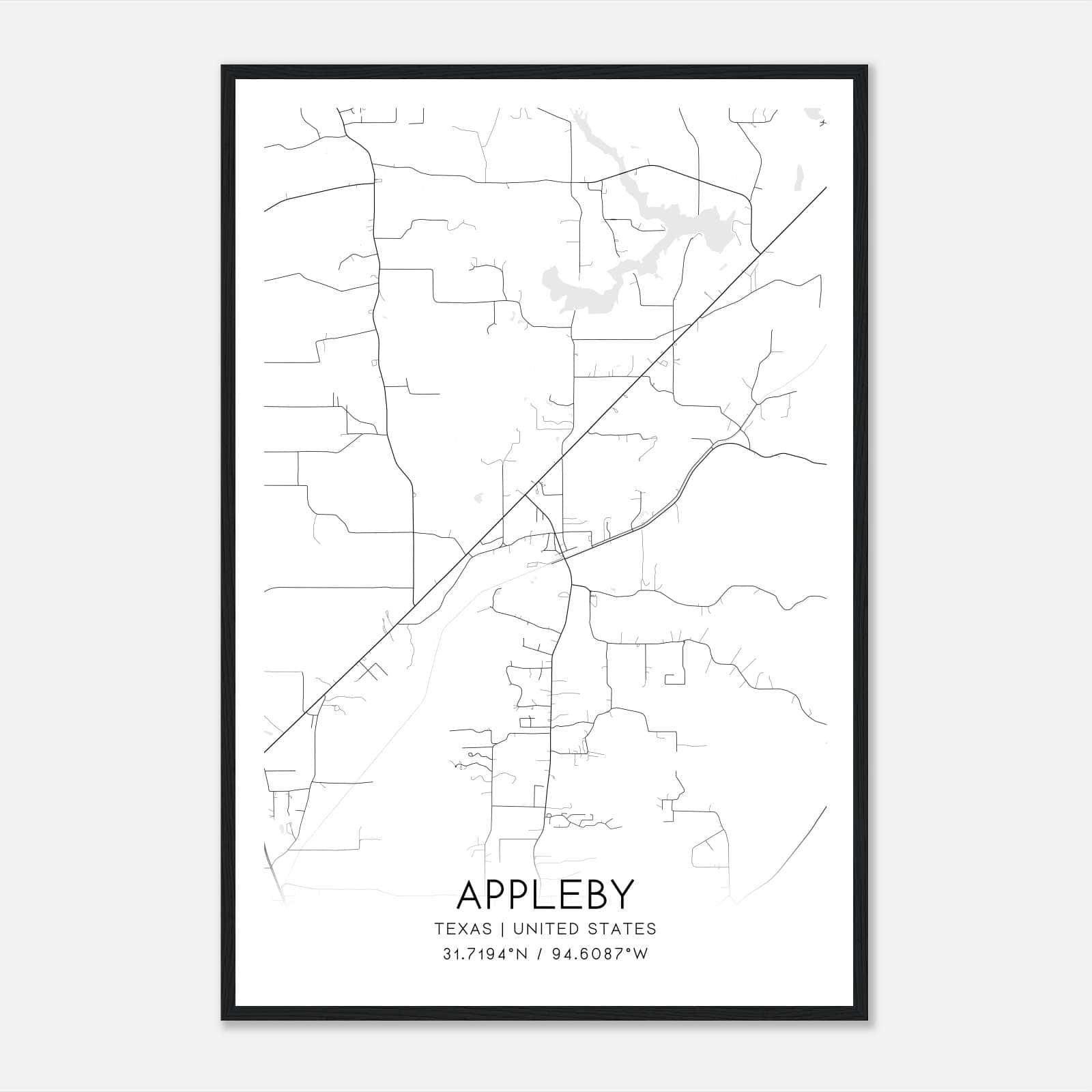 Appleby Texas Map Poster, Modern Home Decor Wall Art Print Appleby Texas Map Poster, Modern Home Decor Wall Art Print