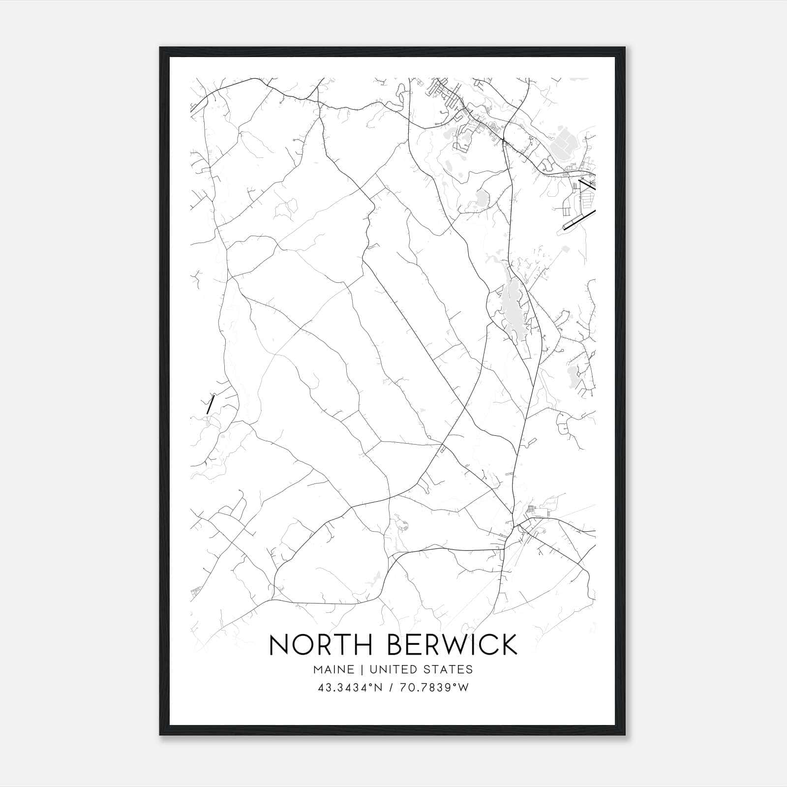 North Berwick Maine Map Poster, Modern Home Decor Wall Art Print North Berwick Maine Map Poster, Modern Home Decor Wall Art Print