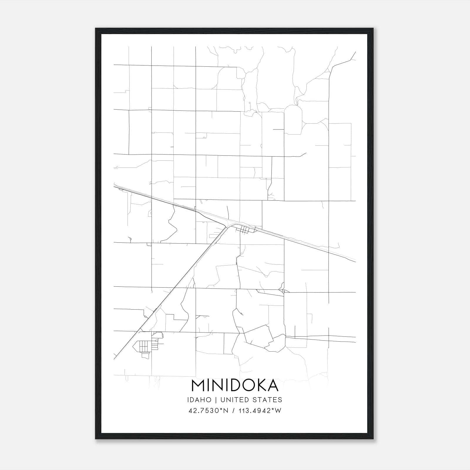 Minidoka Idaho Map Poster, Modern Home Decor Wall Art Print Minidoka Idaho Map Poster, Modern Home Decor Wall Art Print