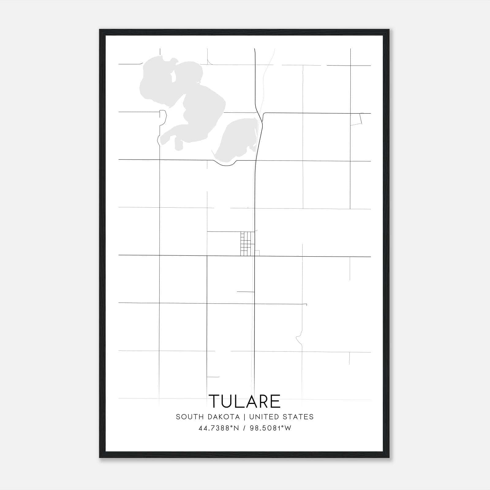 Tulare South Dakota Map Poster, Modern Home Decor Wall Art Print Tulare South Dakota Map Poster, Modern Home Decor Wall Art Print
