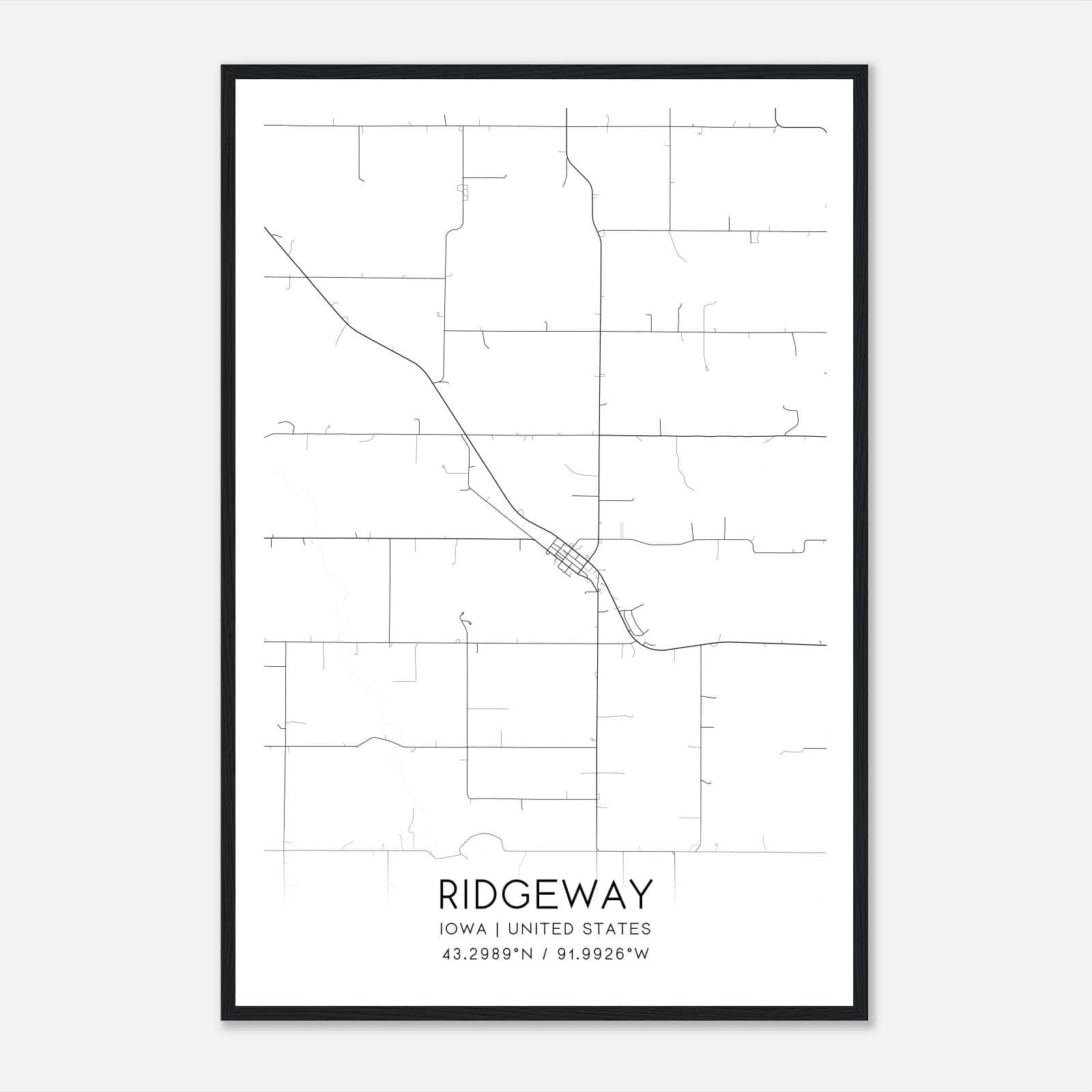Ridgeway Iowa Map Poster, Modern Home Decor Wall Art Print Ridgeway Iowa Map Poster, Modern Home Decor Wall Art Print