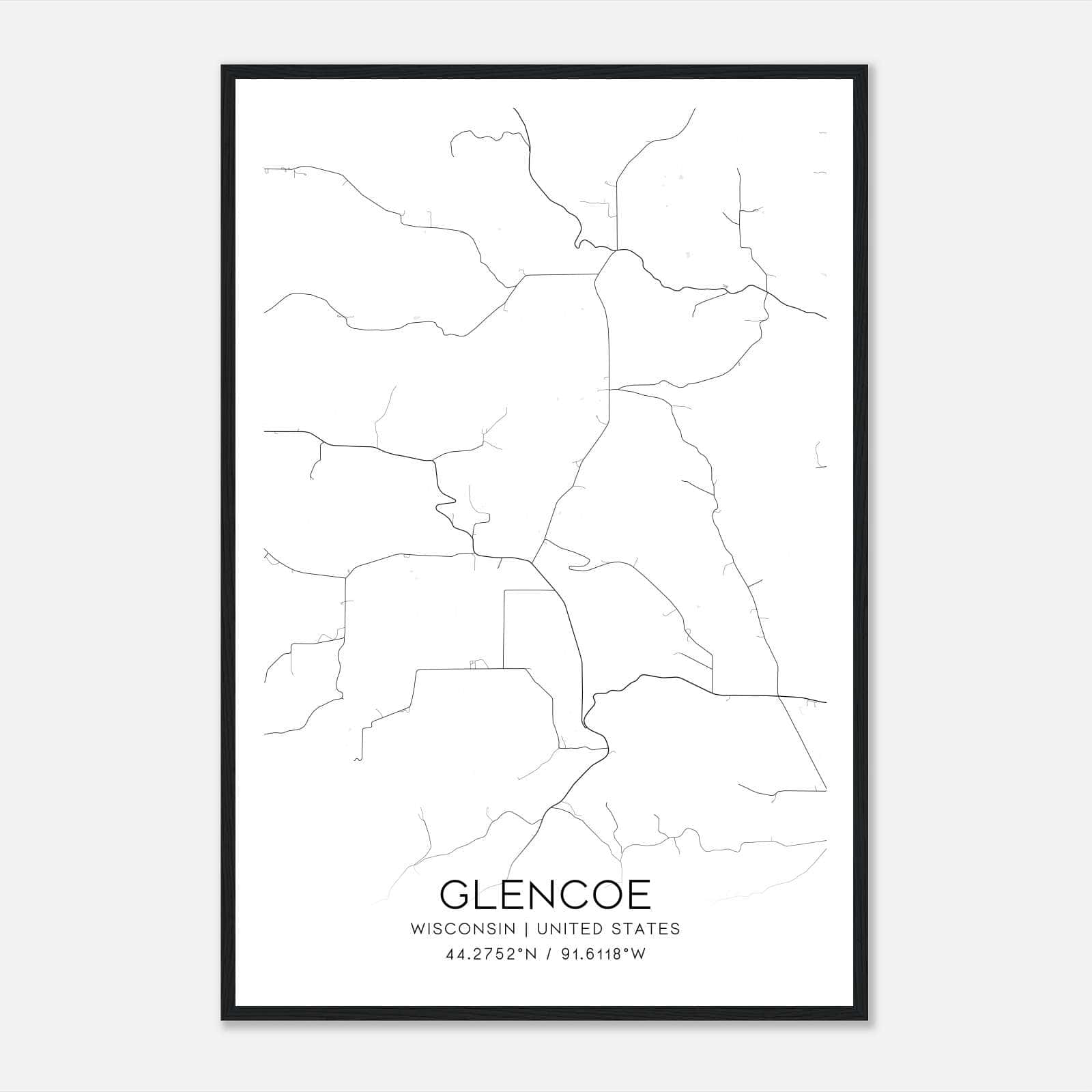 Glencoe Wisconsin Map Poster, Modern Home Decor Wall Art Print Glencoe Wisconsin Map Poster, Modern Home Decor Wall Art Print