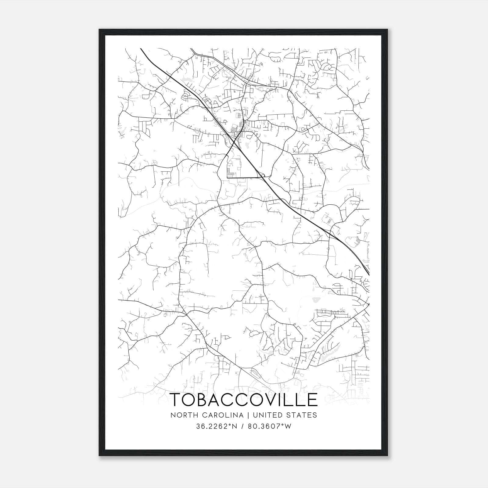 Tobaccoville North Carolina Map Poster, Modern Home Decor Wall Art Print Tobaccoville North Carolina Map Poster, Modern Home Decor Wall Art Print