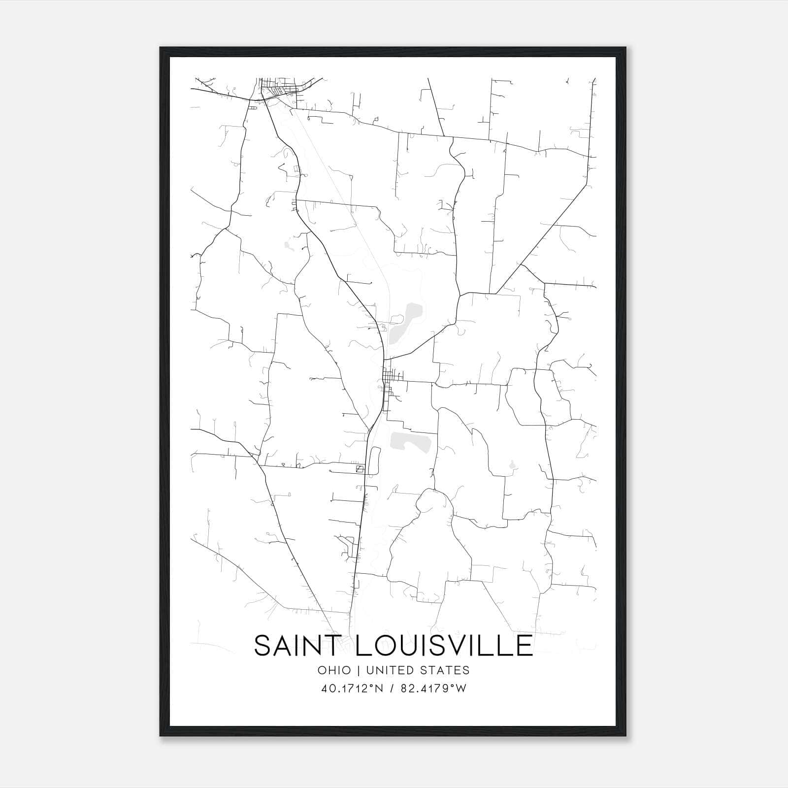 Saint Louisville Ohio Map Poster, Modern Home Decor Wall Art Print Saint Louisville Ohio Map Poster, Modern Home Decor Wall Art Print