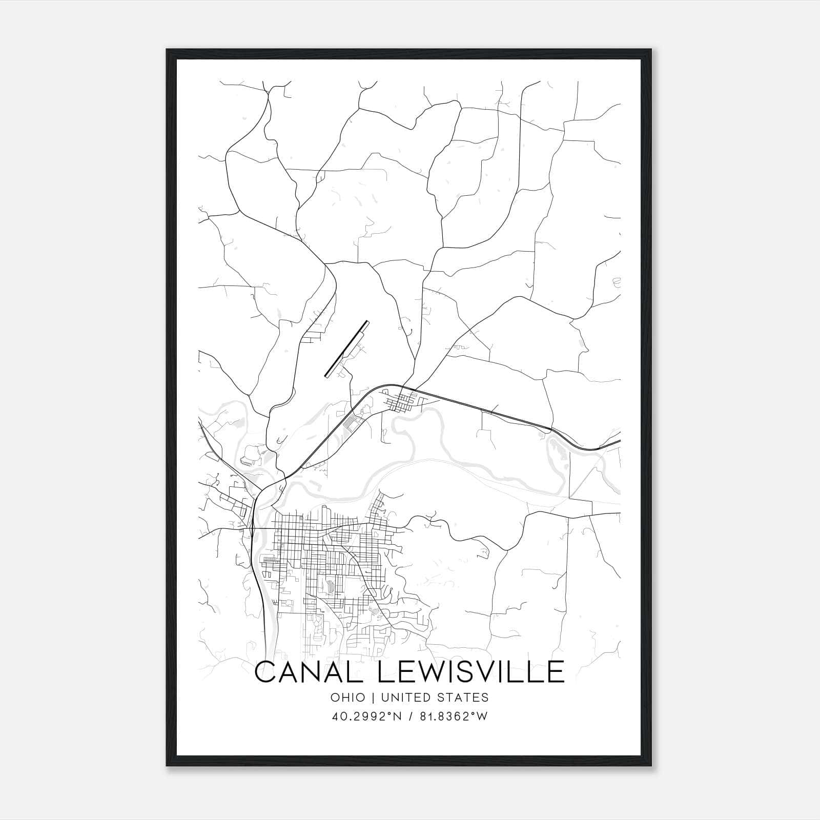 Canal Lewisville Ohio Map Poster, Modern Home Decor Wall Art Print Canal Lewisville Ohio Map Poster, Modern Home Decor Wall Art Print