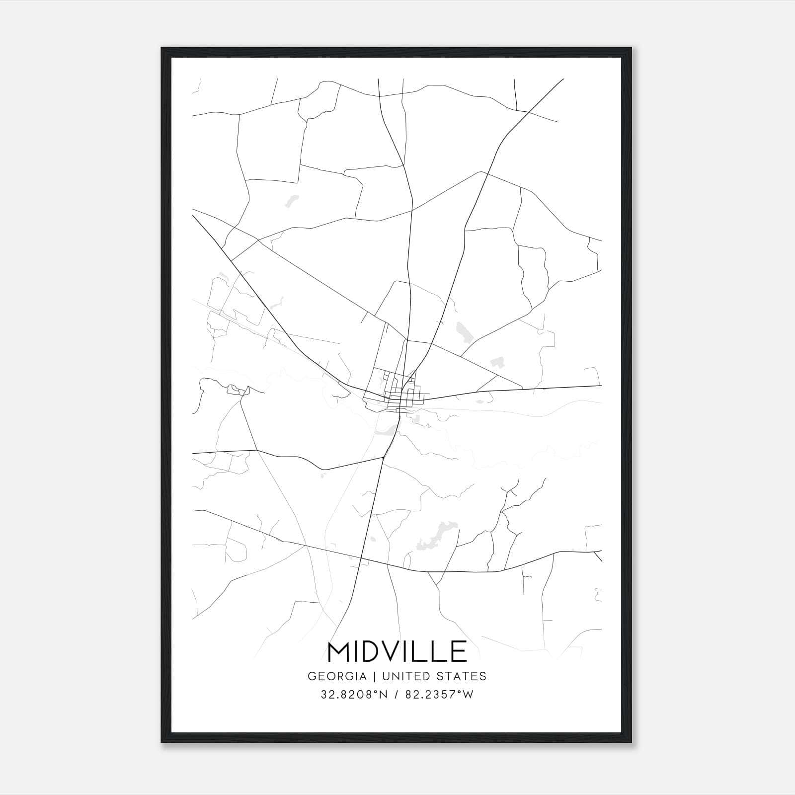 Midville Georgia Map Poster, Modern Home Decor Wall Art Print Midville Georgia Map Poster, Modern Home Decor Wall Art Print