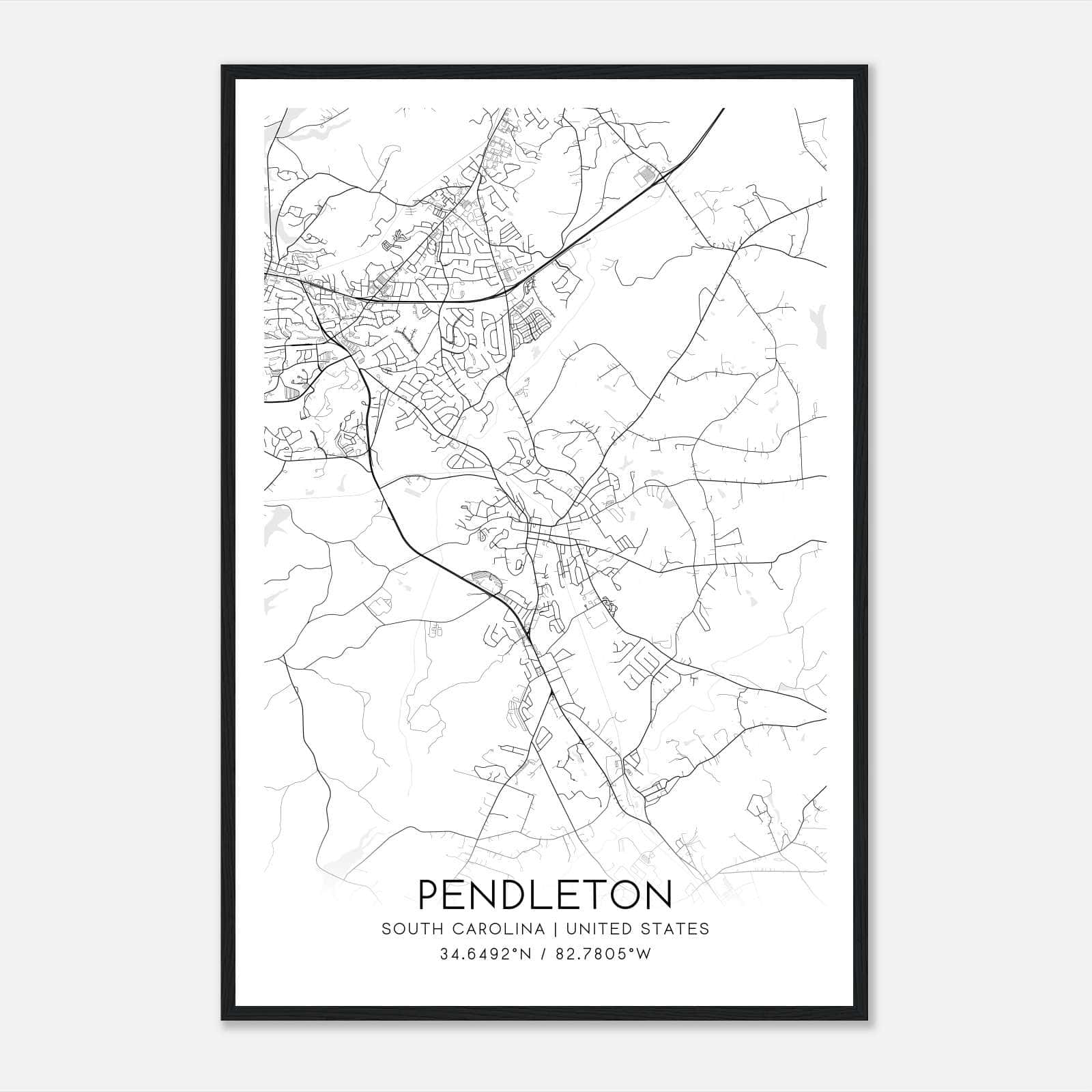 Pendleton South Carolina Map Poster, Modern Home Decor Wall Art Print Pendleton South Carolina Map Poster, Modern Home Decor Wall Art Print