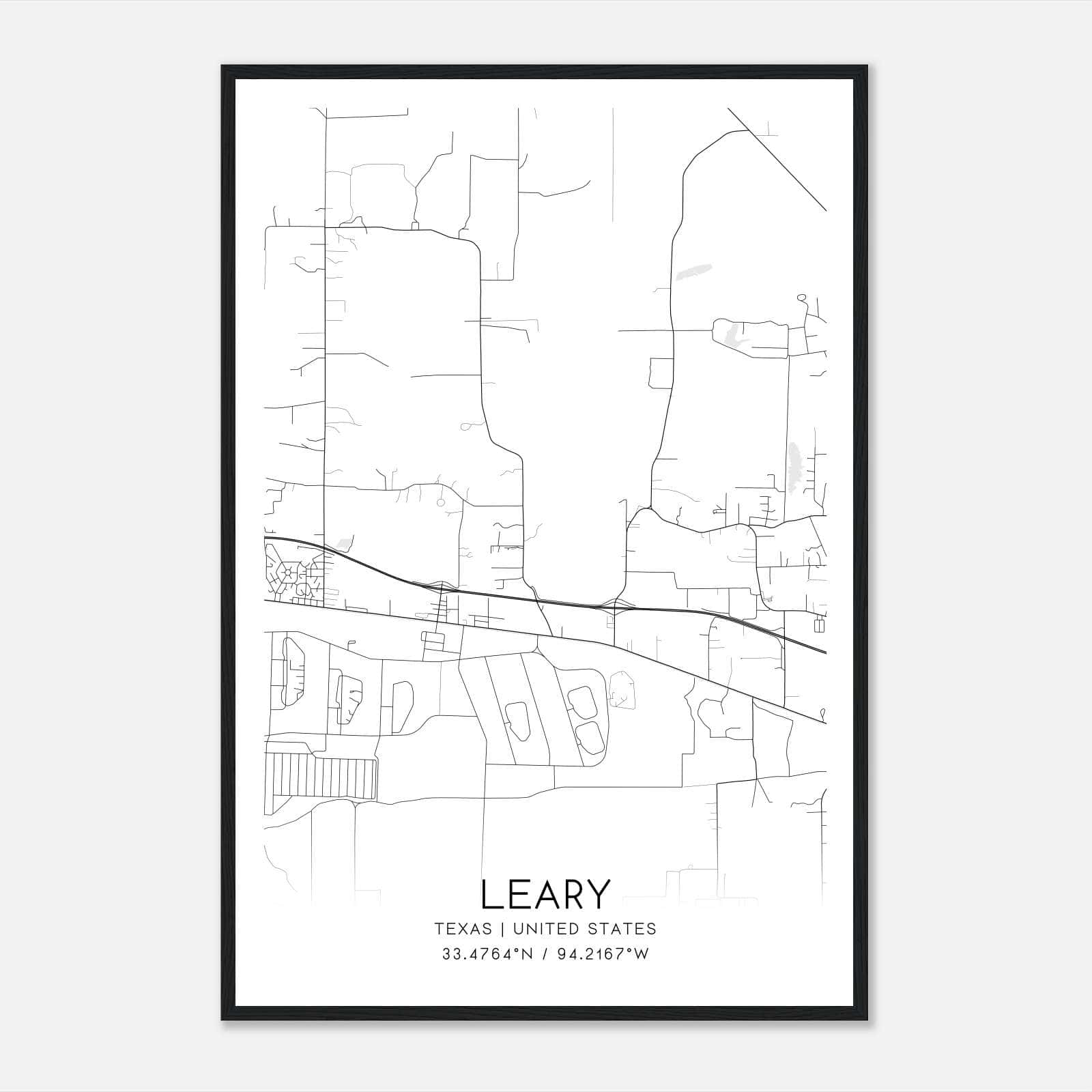 Leary Texas Map Poster, Modern Home Decor Wall Art Print Leary Texas Map Poster, Modern Home Decor Wall Art Print