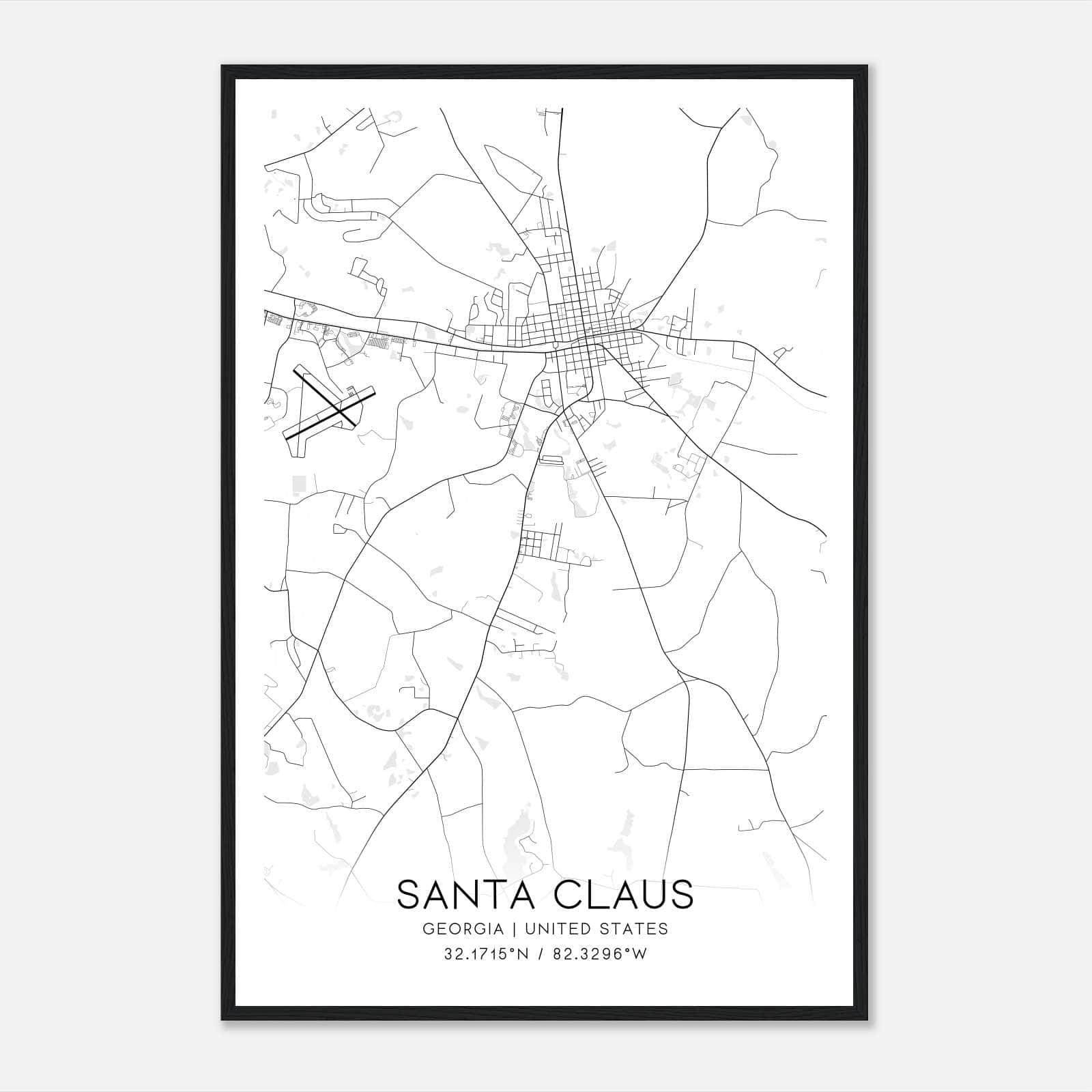 Santa Claus Georgia Map Poster, Modern Home Decor Wall Art Print Santa Claus Georgia Map Poster, Modern Home Decor Wall Art Print
