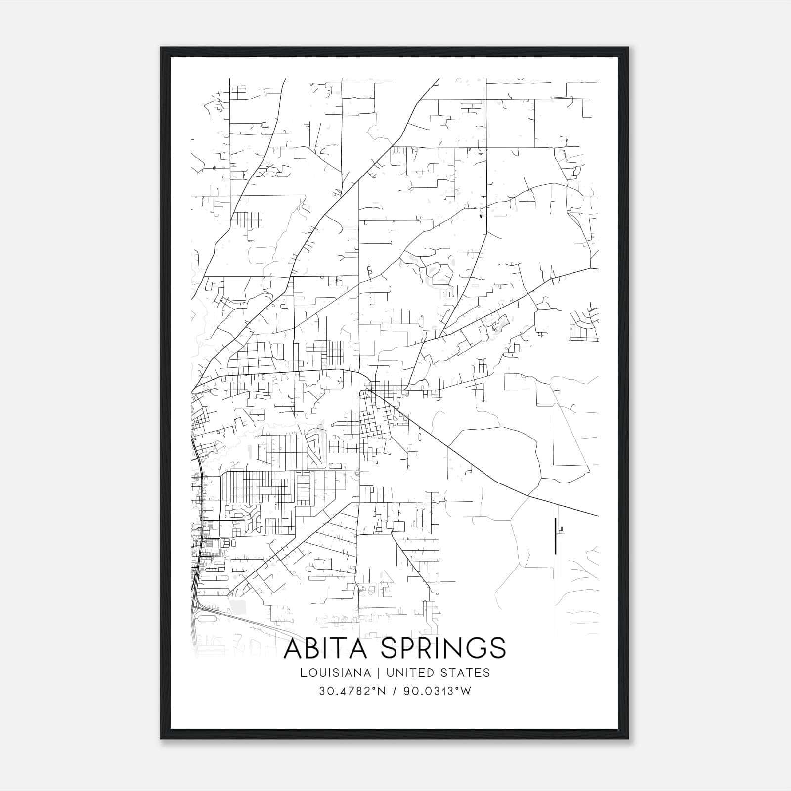 Abita Springs Louisiana Map Poster, Modern Home Decor Wall Art Print