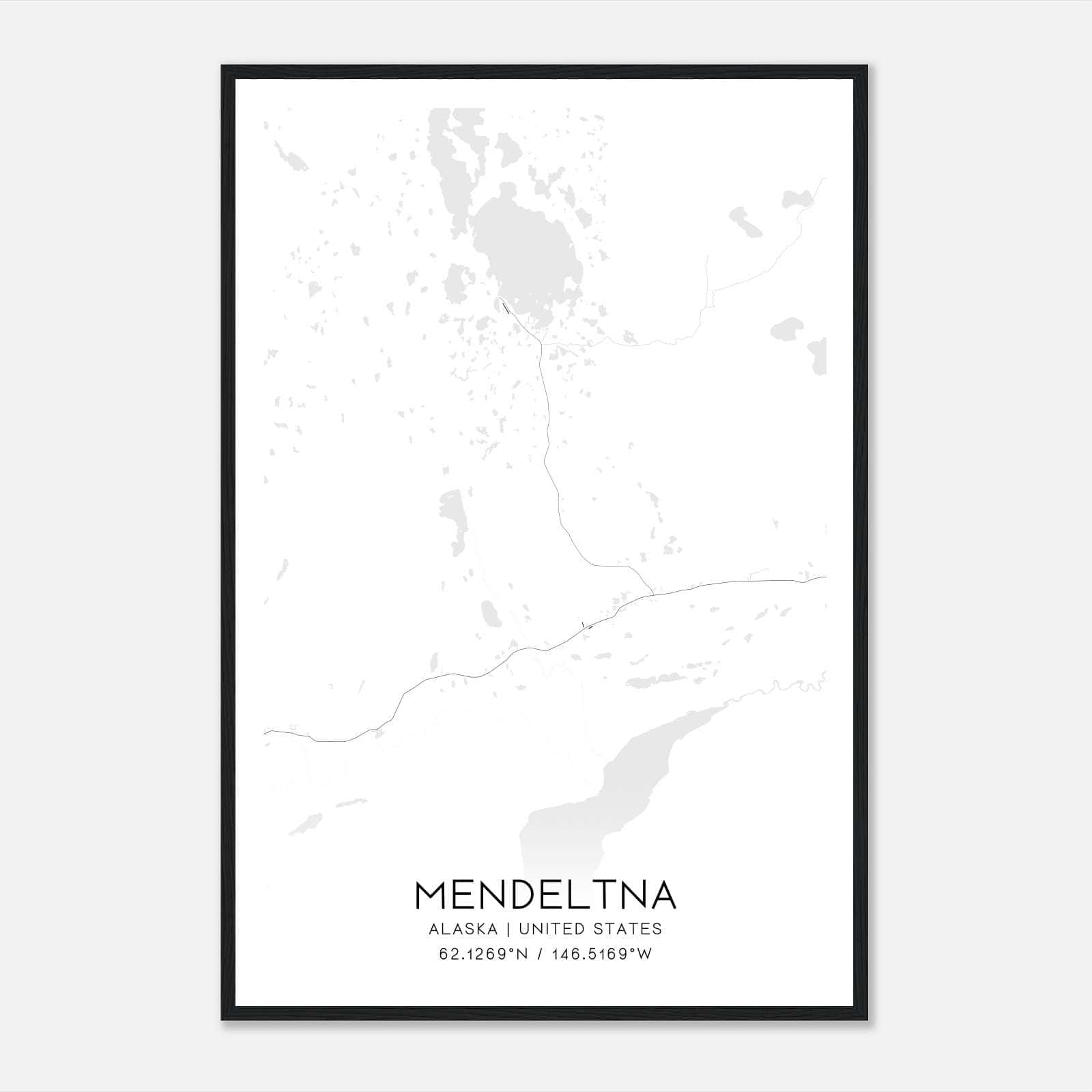 Mendeltna Alaska Map Poster, Modern Home Decor Wall Art Print Mendeltna Alaska Map Poster, Modern Home Decor Wall Art Print