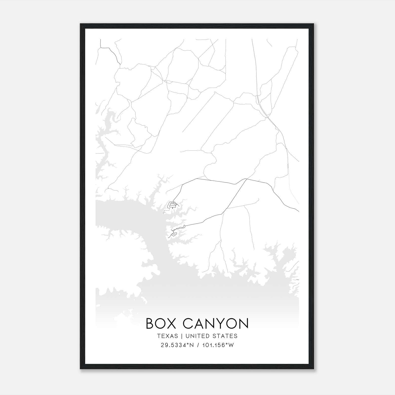 Box Canyon Texas Map Poster, Modern Home Decor Wall Art Print Box Canyon Texas Map Poster, Modern Home Decor Wall Art Print