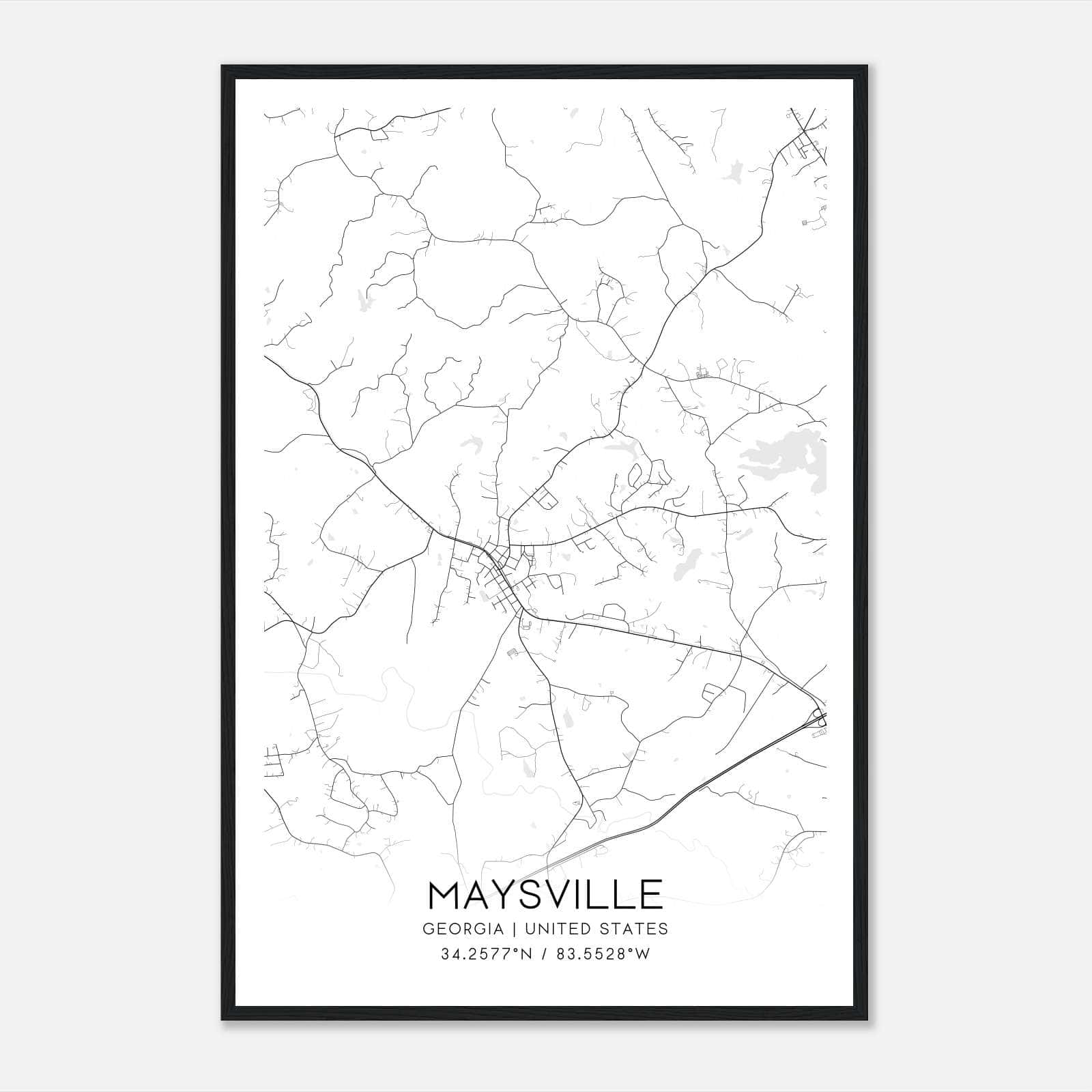 Maysville Georgia Map Poster, Modern Home Decor Wall Art Print Maysville Georgia Map Poster, Modern Home Decor Wall Art Print
