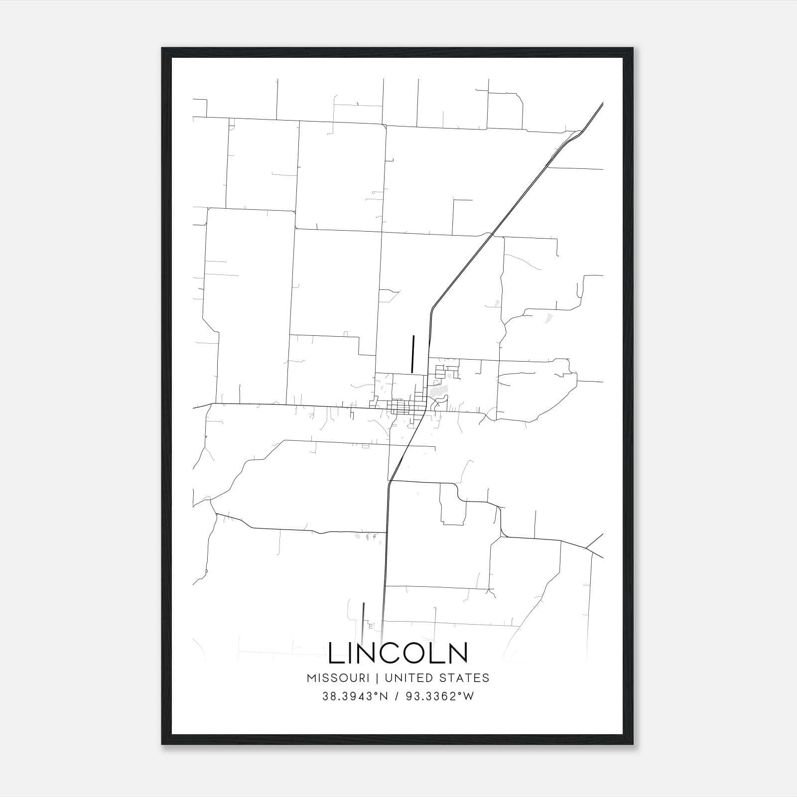 Lincoln Missouri Map Poster, Modern Home Decor Wall Art Print Lincoln Missouri Map Poster, Modern Home Decor Wall Art Print