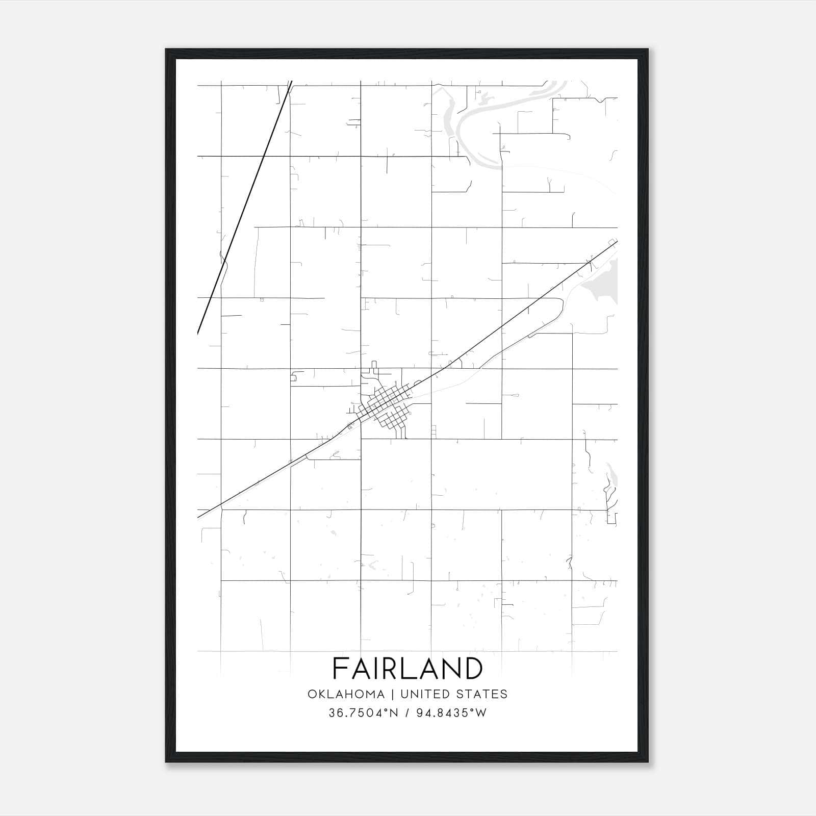 Fairland Oklahoma Map Poster, Modern Home Decor Wall Art Print Fairland Oklahoma Map Poster, Modern Home Decor Wall Art Print